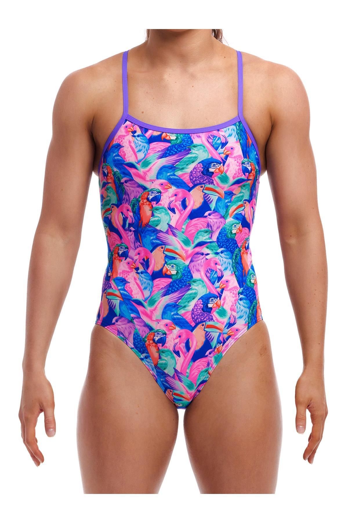 Funkita SS Birds Gone Wild Kadın Antrenman Mayo, İnce Askılı