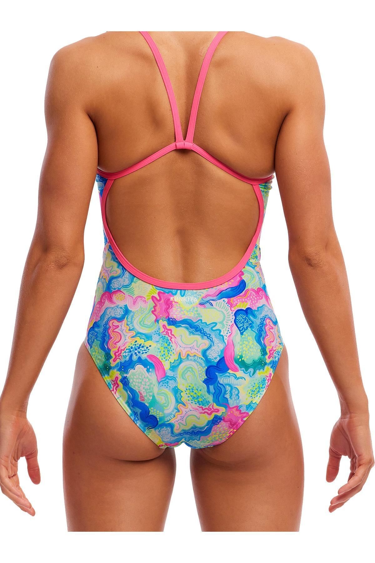 Funkita SS Olive Oily Kadın Yüzme Mayosu – Klor Dayanıklı ve İnce Askılı