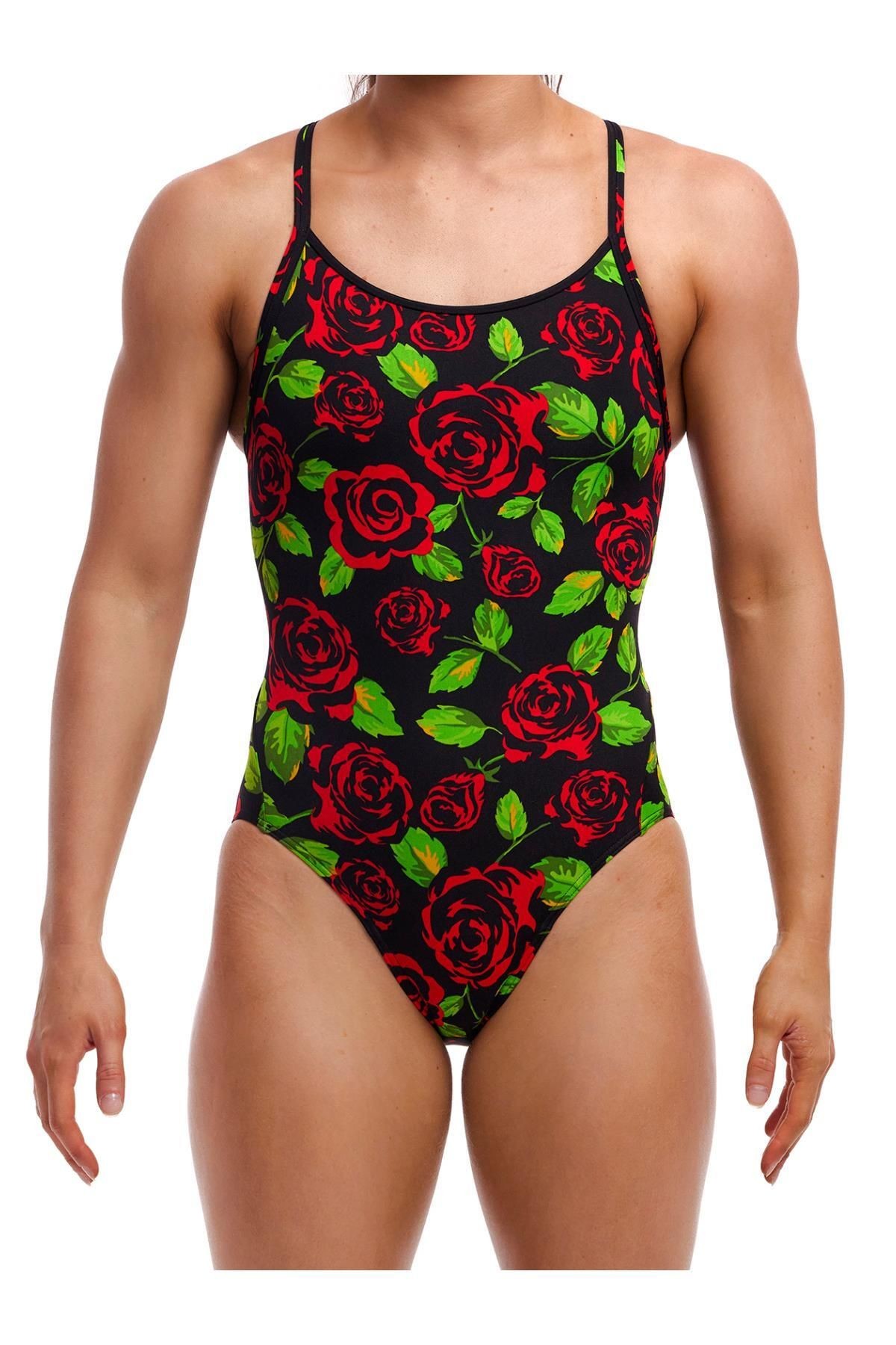 Funkita DB Black Rose Kadın Antrenman Mayo, Elmas Sırt