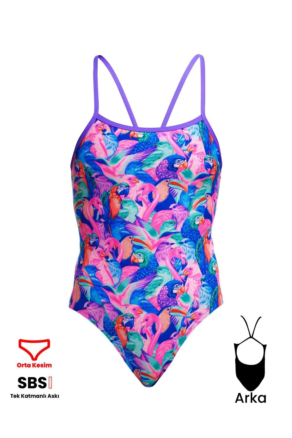Funkita SS Birds Gone Wild Kadın Antrenman Mayo, İnce Askılı