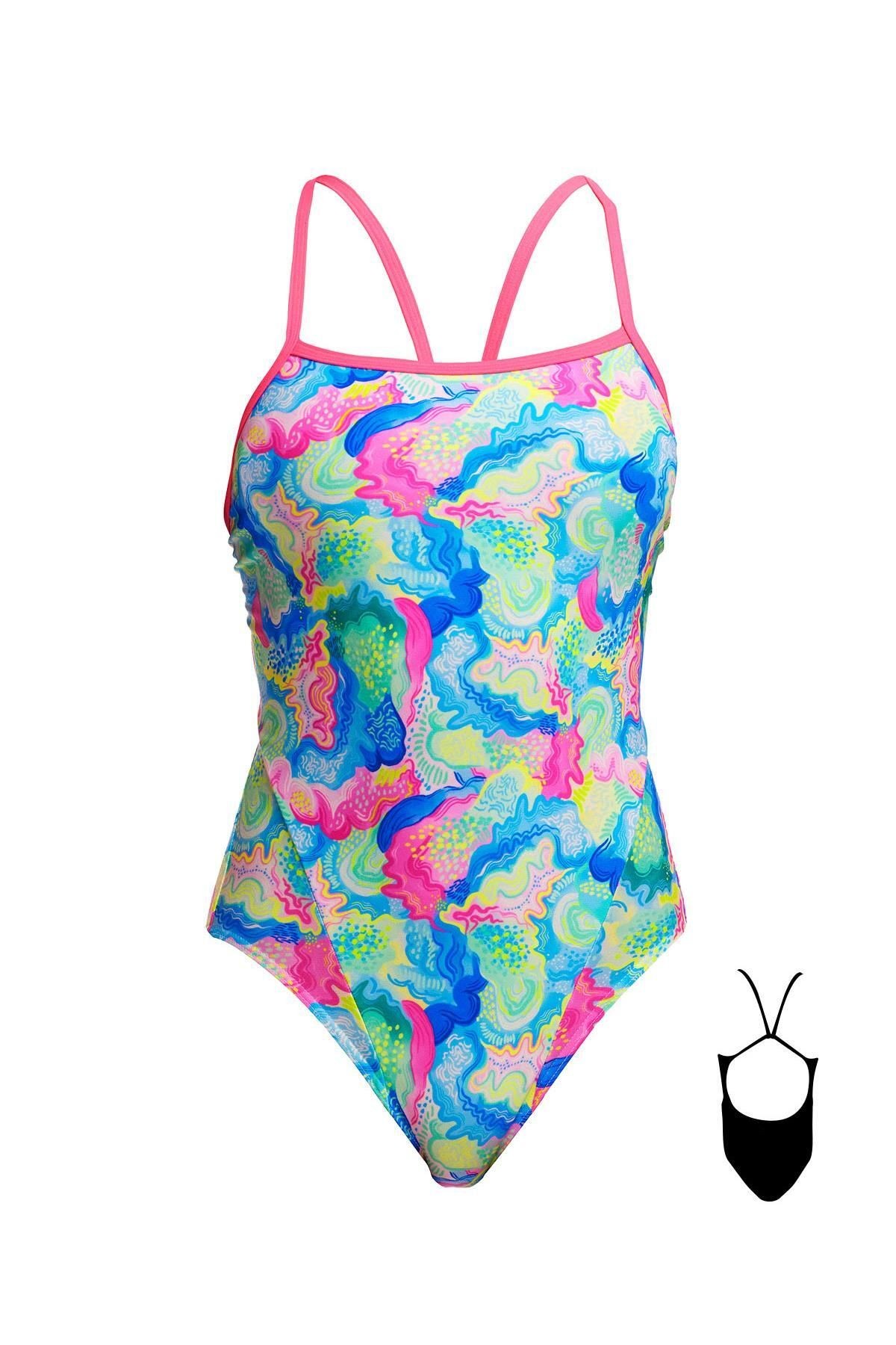 Funkita SS Olive Oily Kadın Yüzme Mayosu – Klor Dayanıklı ve İnce Askılı