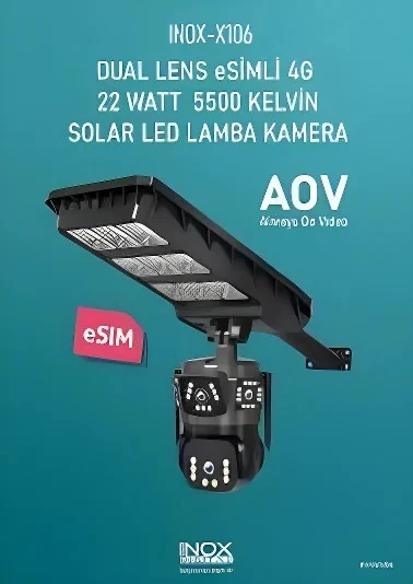 Dual Lens Solar Lamba eSIM 4G Kamera