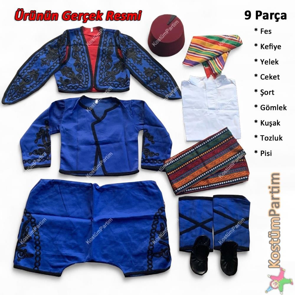 Zeybek Kostümü Erkek Çocuk Ege Bölgesi Yöresel Efe Kıyafeti
