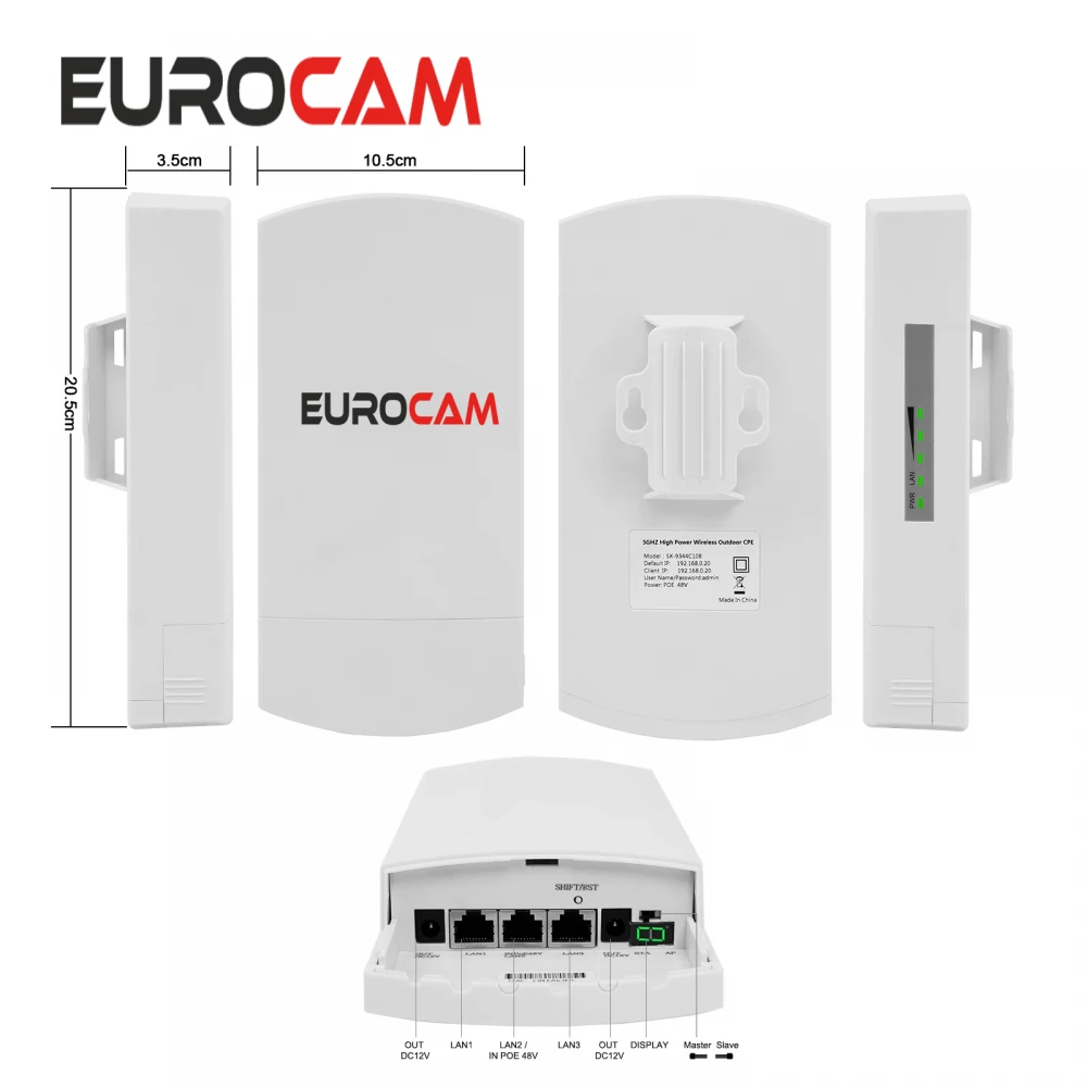 Eurolink 3 km 5.8 GHz Wi-Fi Dış Mekan Görüntü Aktarıcı Access Point
