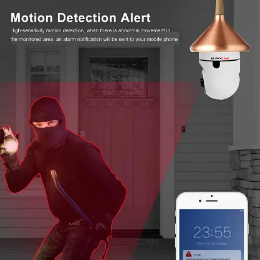 2 Megapiksel Ampul Wi-Fi Duy Tabanlı PTZ İç Ortam Kamera