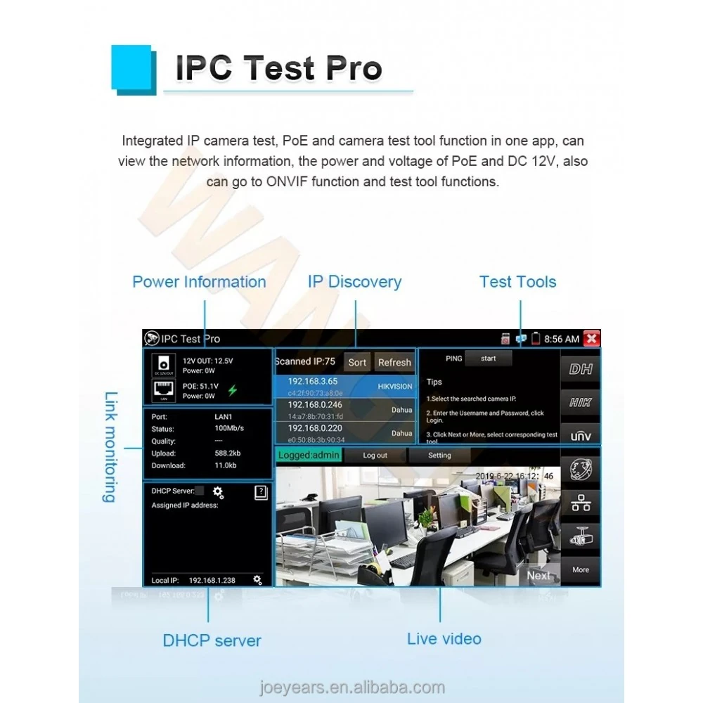 5.4 İnç IPC - AHD Tester Monitör