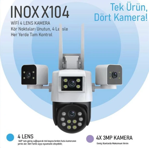 Dört Lensli 3+3+3+3 12MP PTZ Wi-Fi Kamera