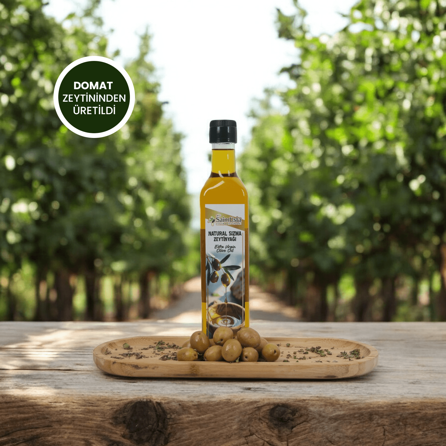Domat Zeytininden Soğuk Sıkım Natürel Sızma Zeytinyağı 500ml Cam Şişe