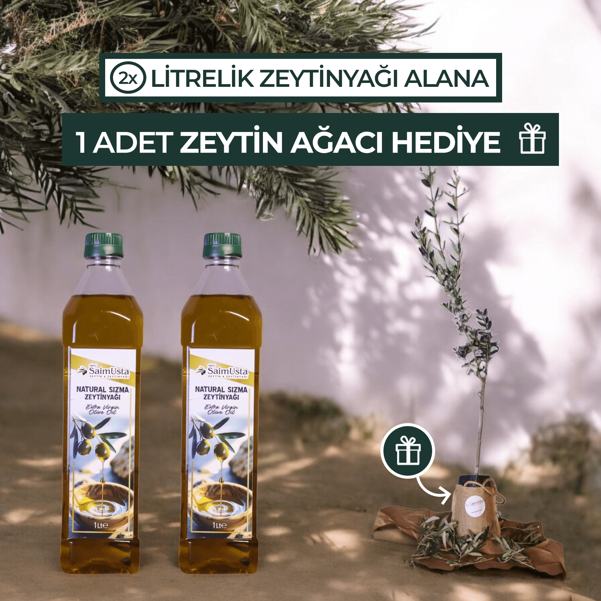 2 Adet Soğuk Sıkım Natürel Sızma Zeytinyağı 1Lt