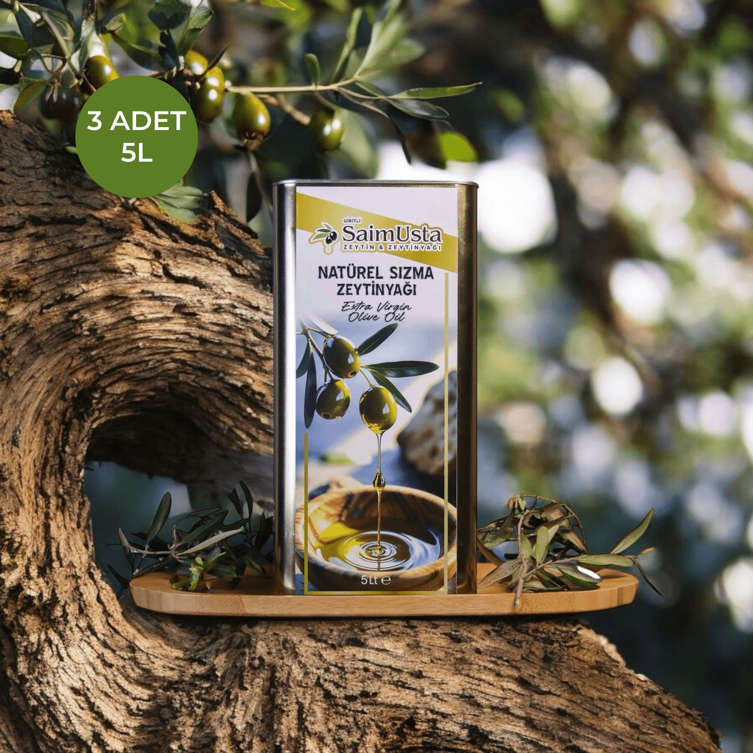 3 Adet Soğuk Sıkım Natürel Sızma Zeytinyağı 5Lt