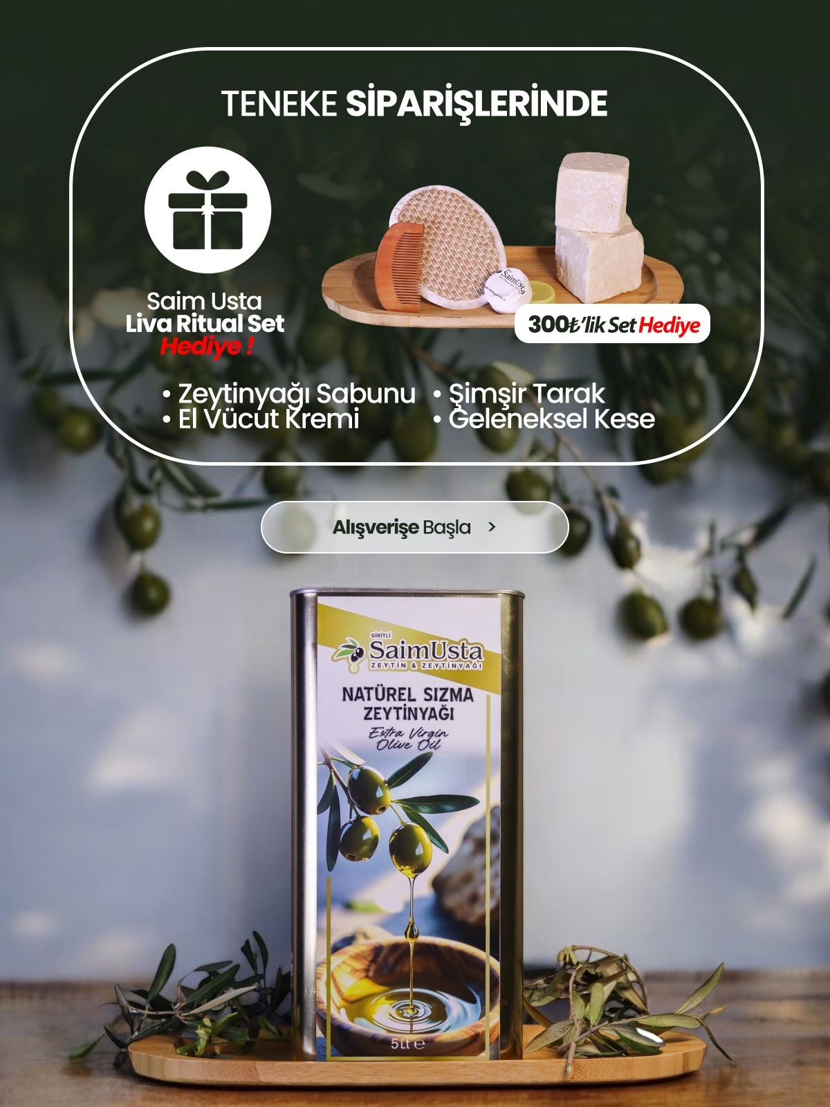 2 Adet Soğuk Sıkım Natürel Sızma Zeytinyağı 5Lt