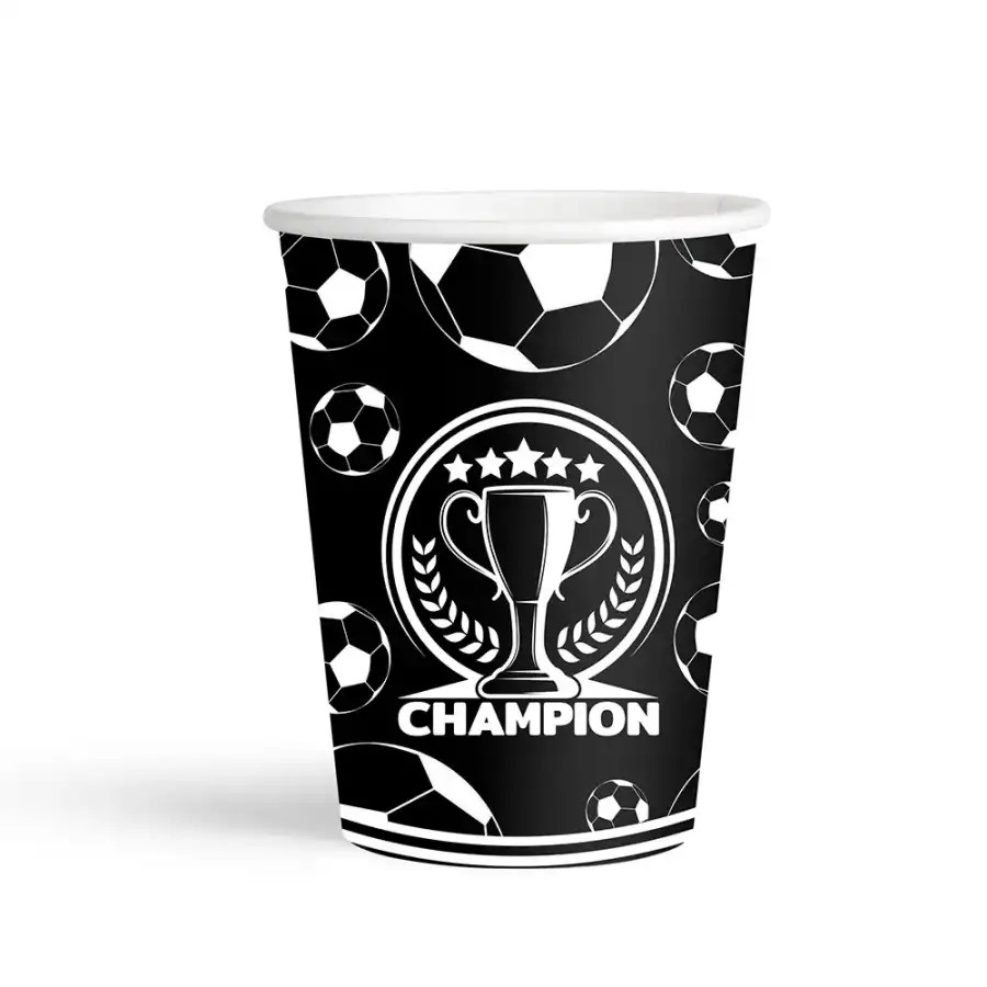 Champion Siyah Beyaz Karton 8'li Bardak 8oz