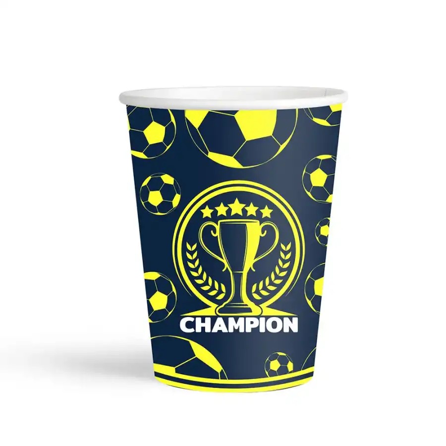 Champion Sarı Lacivert Karton 8'li Bardak 8oz