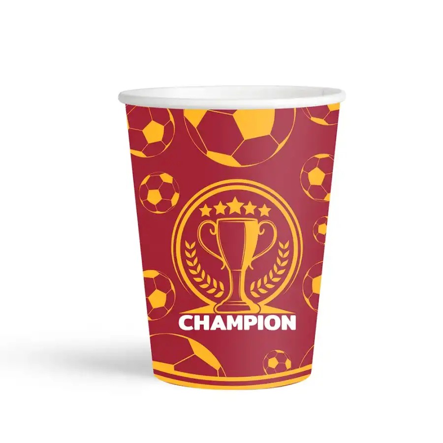 Champion Sarı Kırmızı Karton 8'li Bardak 8oz