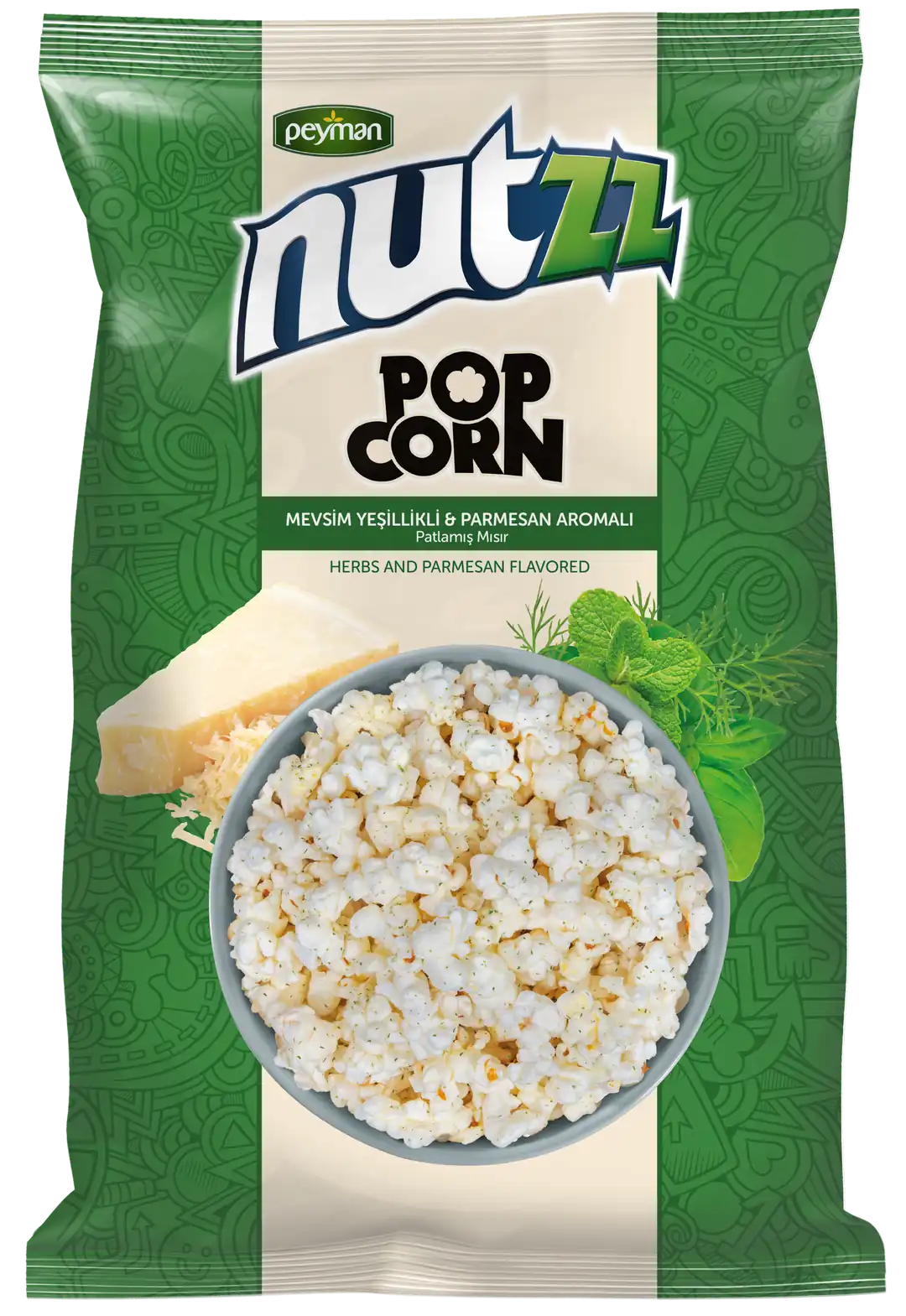 Nutzz Popcorn Mevsim Yeşillikli & Parmesan 85 g