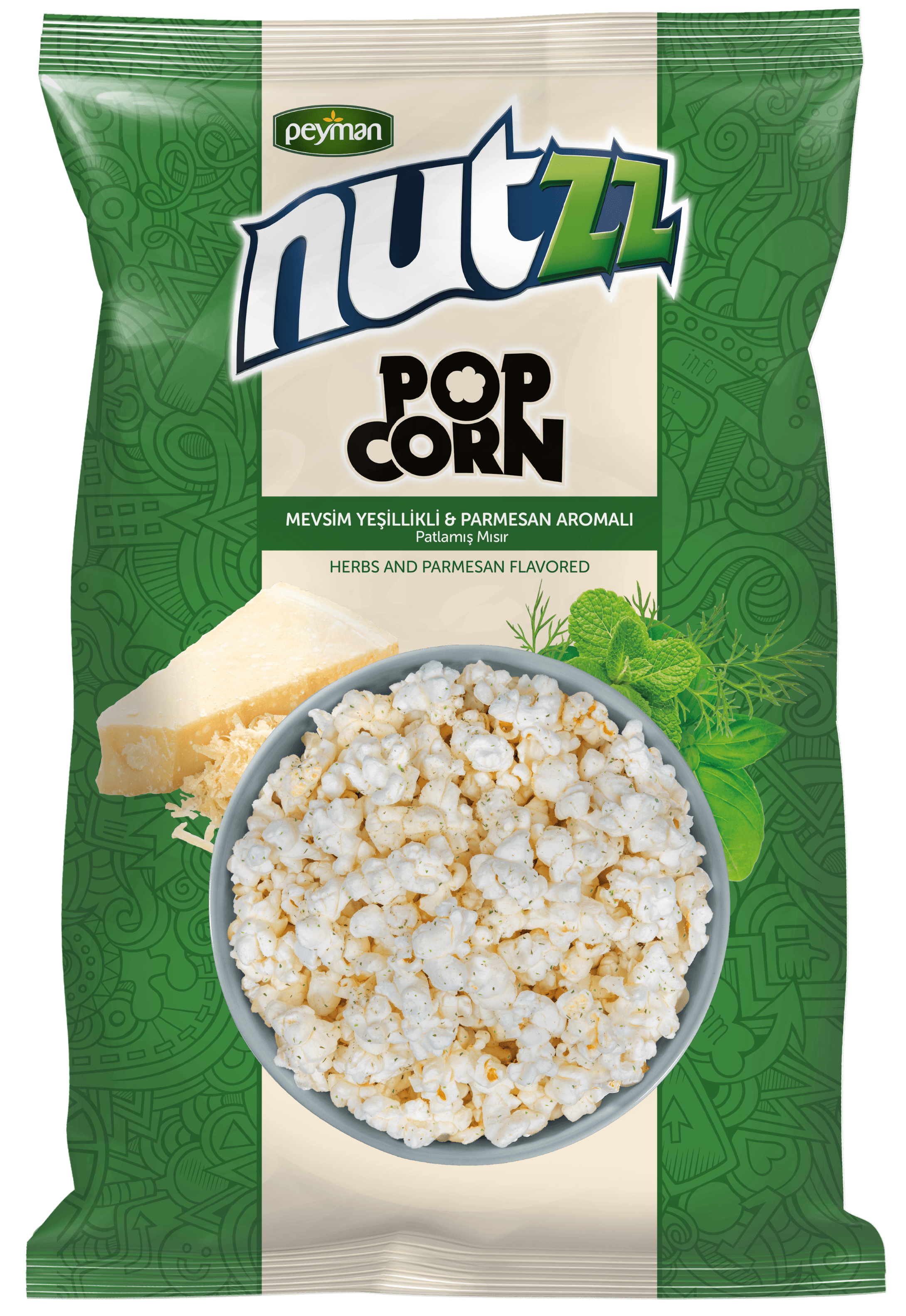 NUTZZ POPCORN MEVSİM YEŞİLLİKLİ & PARMESAN 85G
