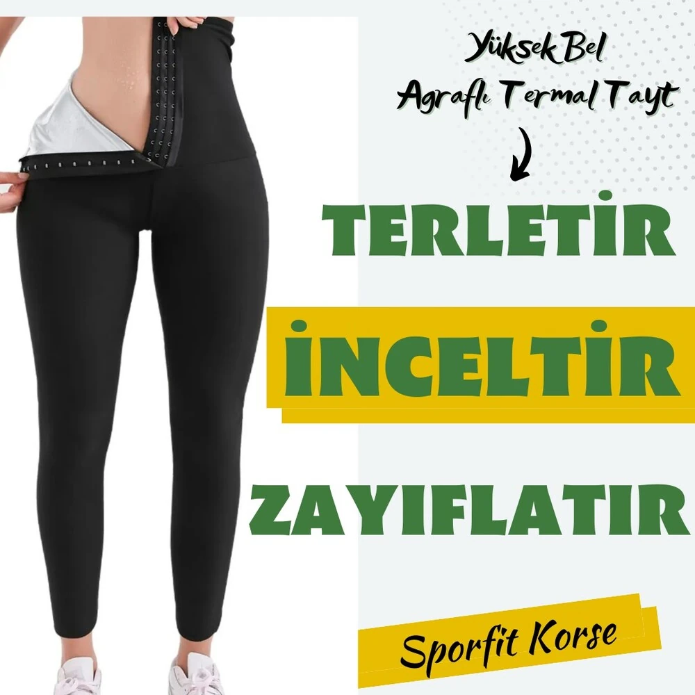 Yüksek Bel Agraflı Termal Tayt