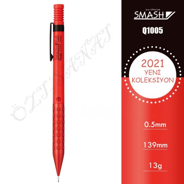 Pentel Smash Q1005 2021 Özel Seri 0.5 mm Mekanik Kurşun Kalem Kırmızı