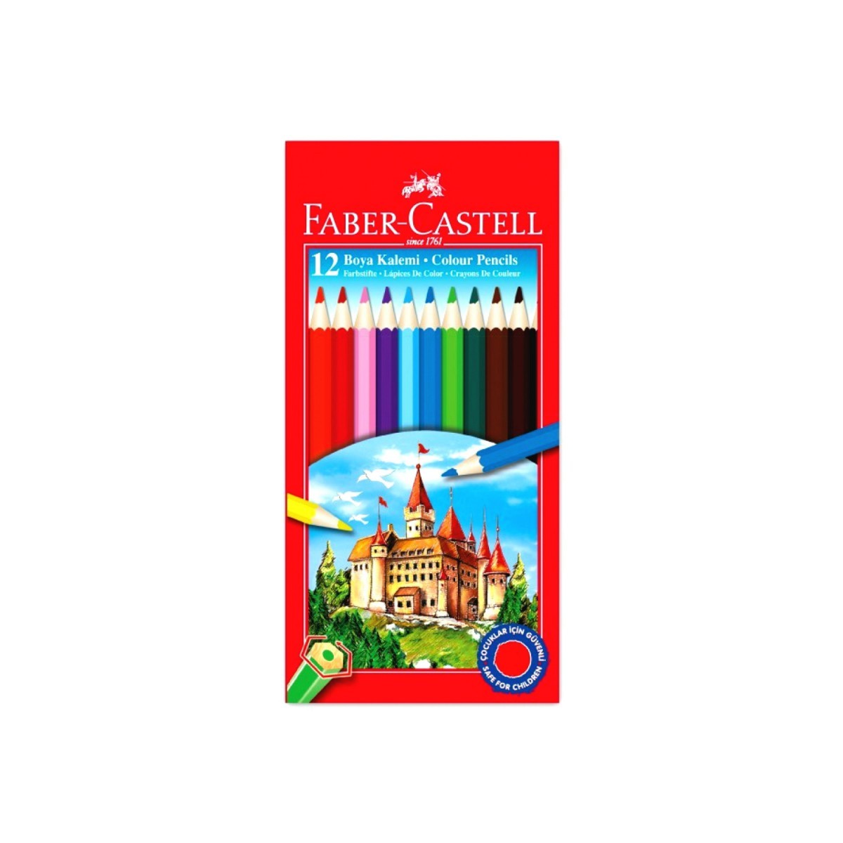 Faber Castell 12 Renk Tam Boy Karton Kutu Kuru Boya Kalemi