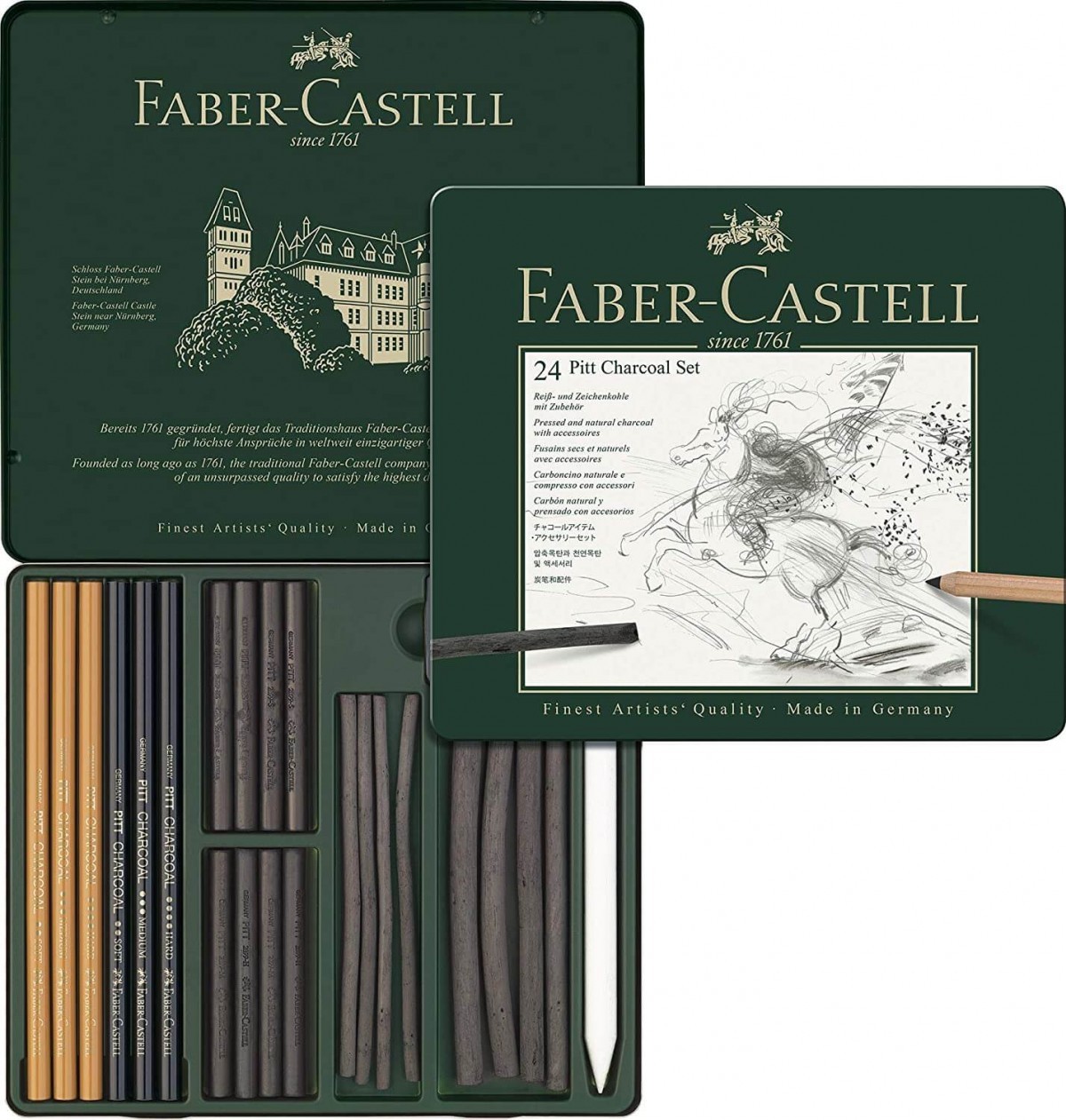 Faber Castell Pitt Charcoal 24'lü İşlenmiş Kömür Set / 112978