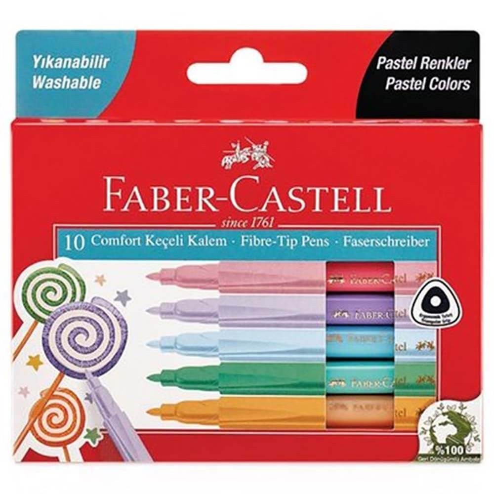 Faber Castell Comfort Keçeli Boya Kalem Seti - 10 Pastel Renk / 5062000011000