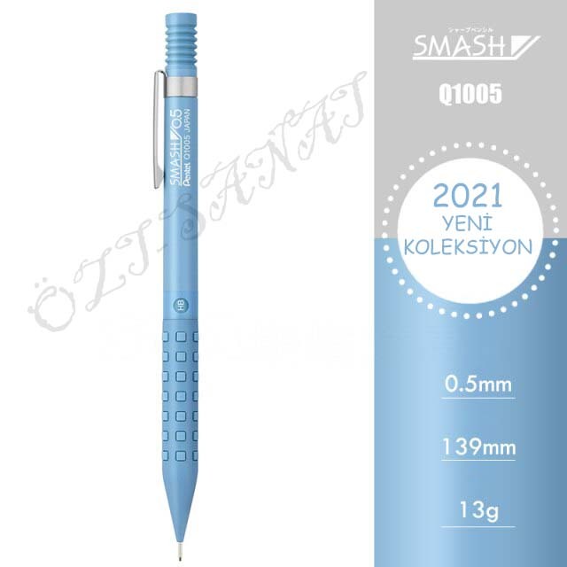 Pentel Smash Q1005 2021 Özel Seri 0.5 mm Mekanik Kurşun Kalem Buz Mavisi