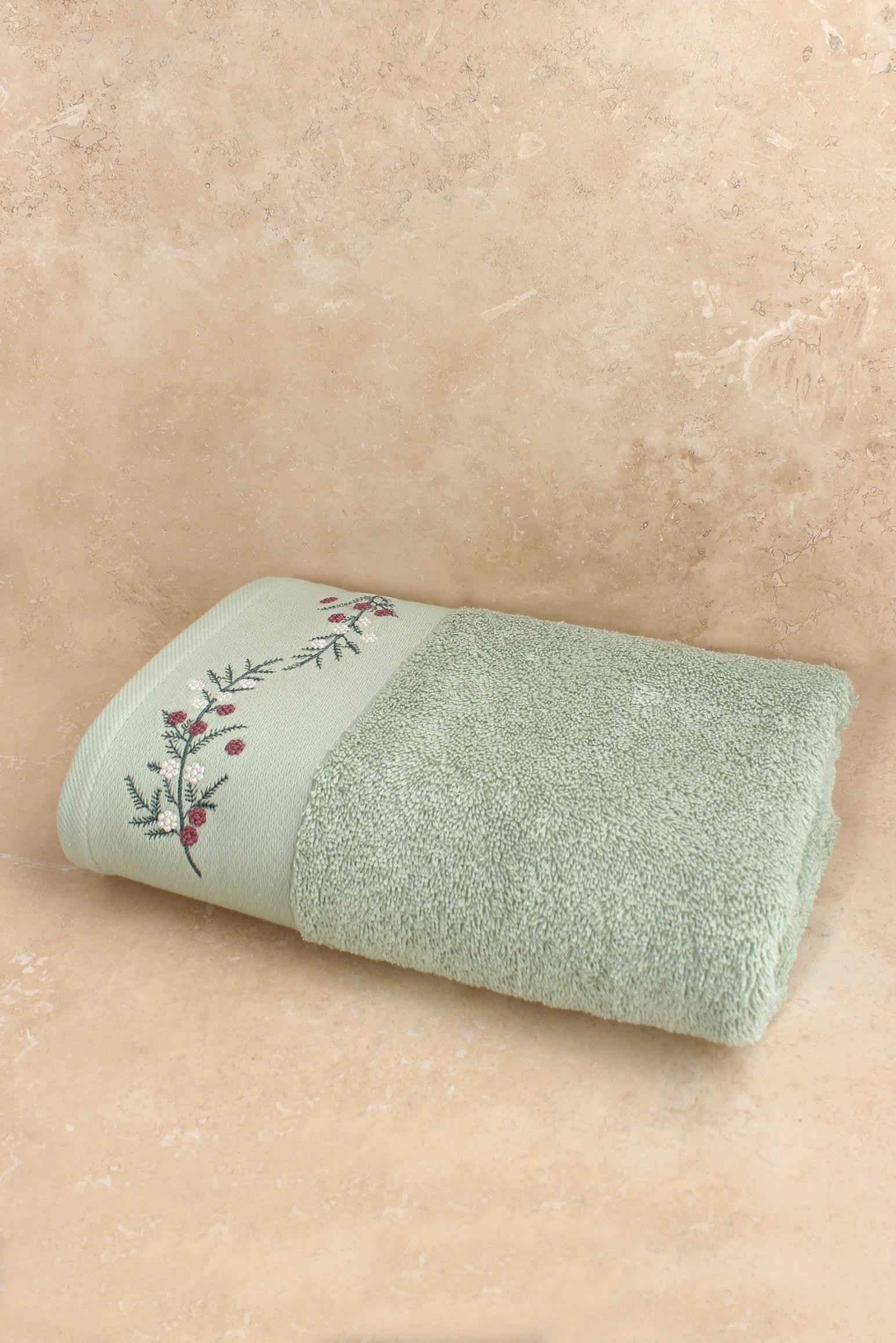 Valeriana %100 Pamuklu Nakışlı Çeyizlik Lüks Yüz Havlusu 50x100 cm - Yumuşak, Emici, Kaliteli - Banyo & Misafir Havlusu 