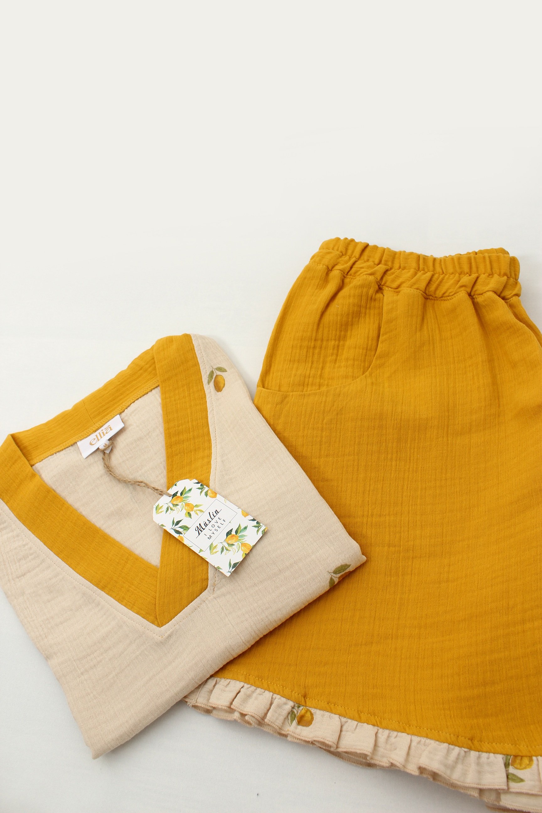 Natura Soft Yazlık İkili Takım| Müslin Crop Set | %100 Pamuk