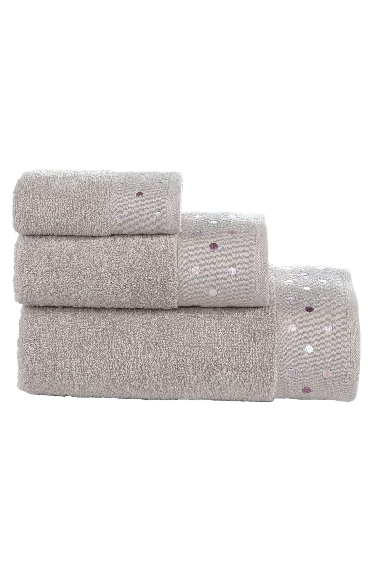 %100 Pamuklu 3 Parça Romantik Puantiyeli Banyo Havlu Seti | Hamam Takımı | Çeyiz Seti