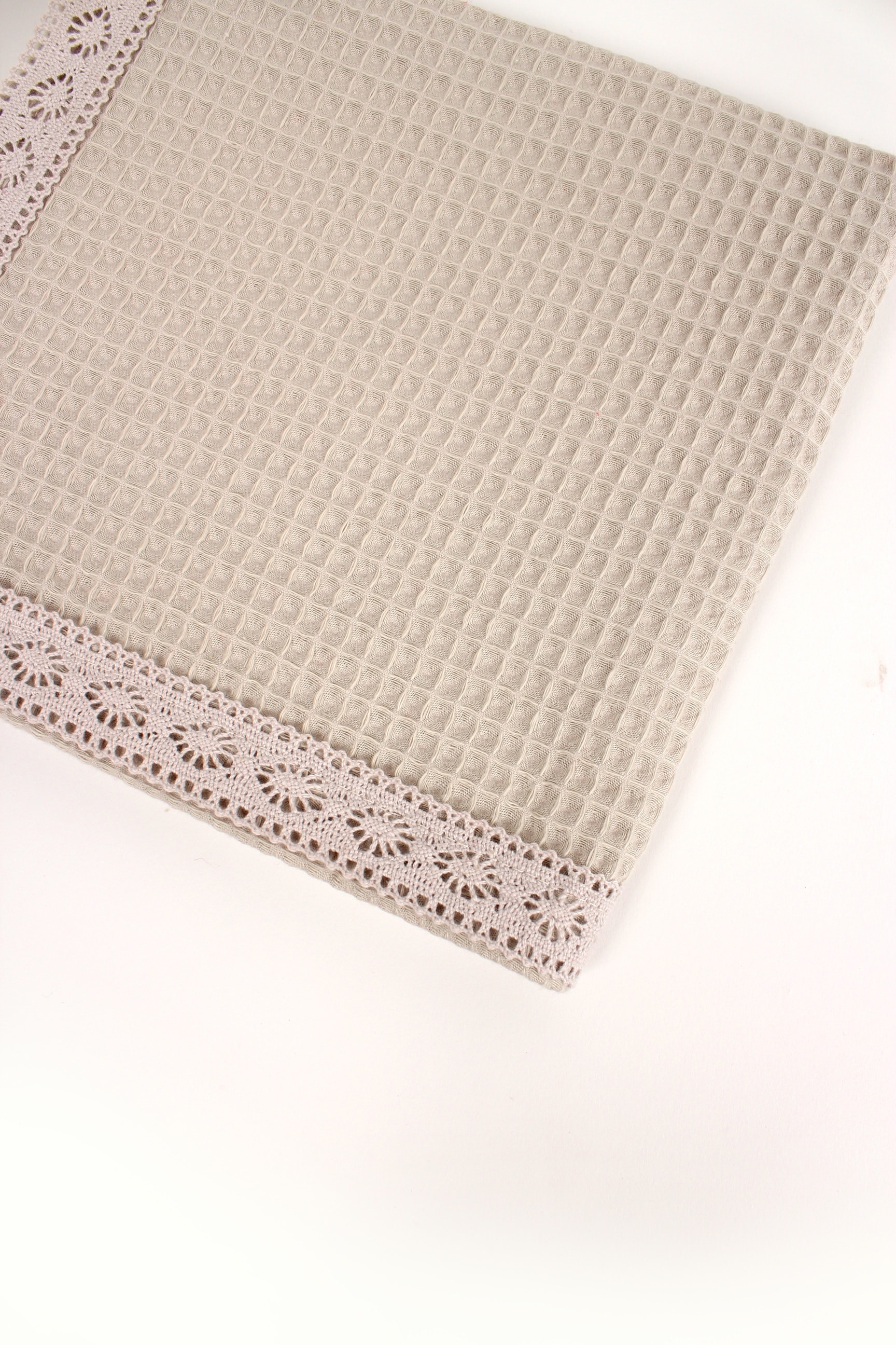 SoftLace Dantelli Waffle Havlu | Mutfak Bezi | Şık ve Zarif Tasarım | 50x70cm