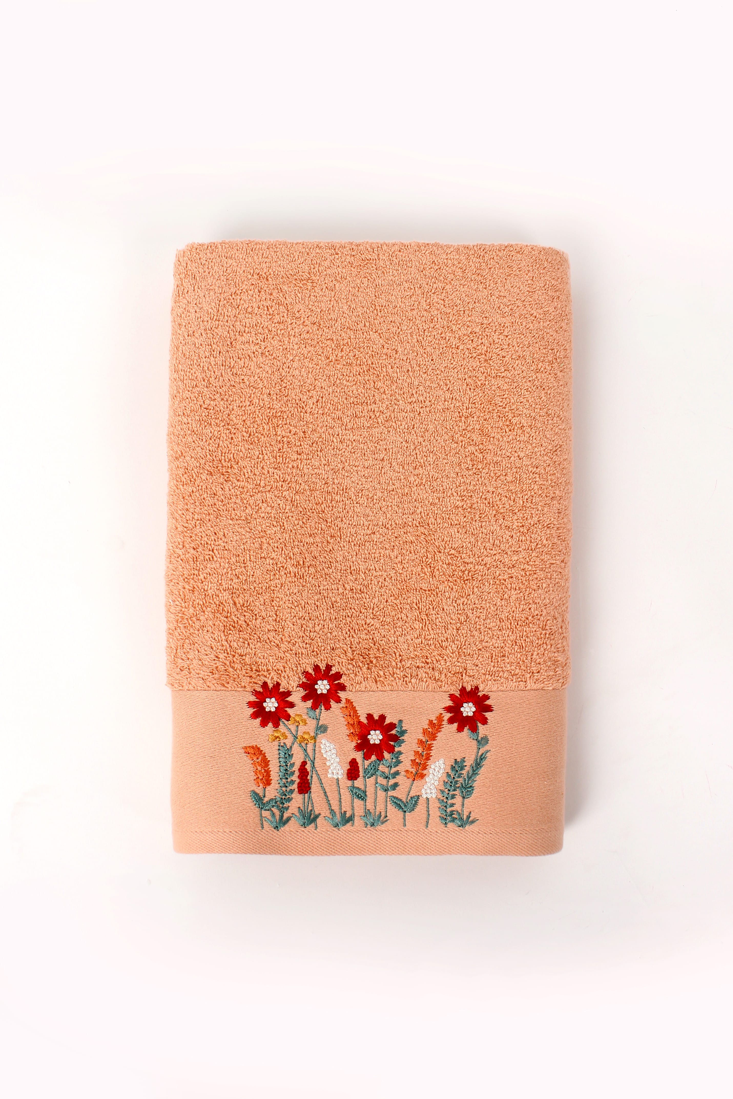 Salvia %100 Pamuklu Nakışlı  Lüks Havlu Seti | Yüz (50x100 cm) & Banyo (70x140 cm)|(2 Parça)