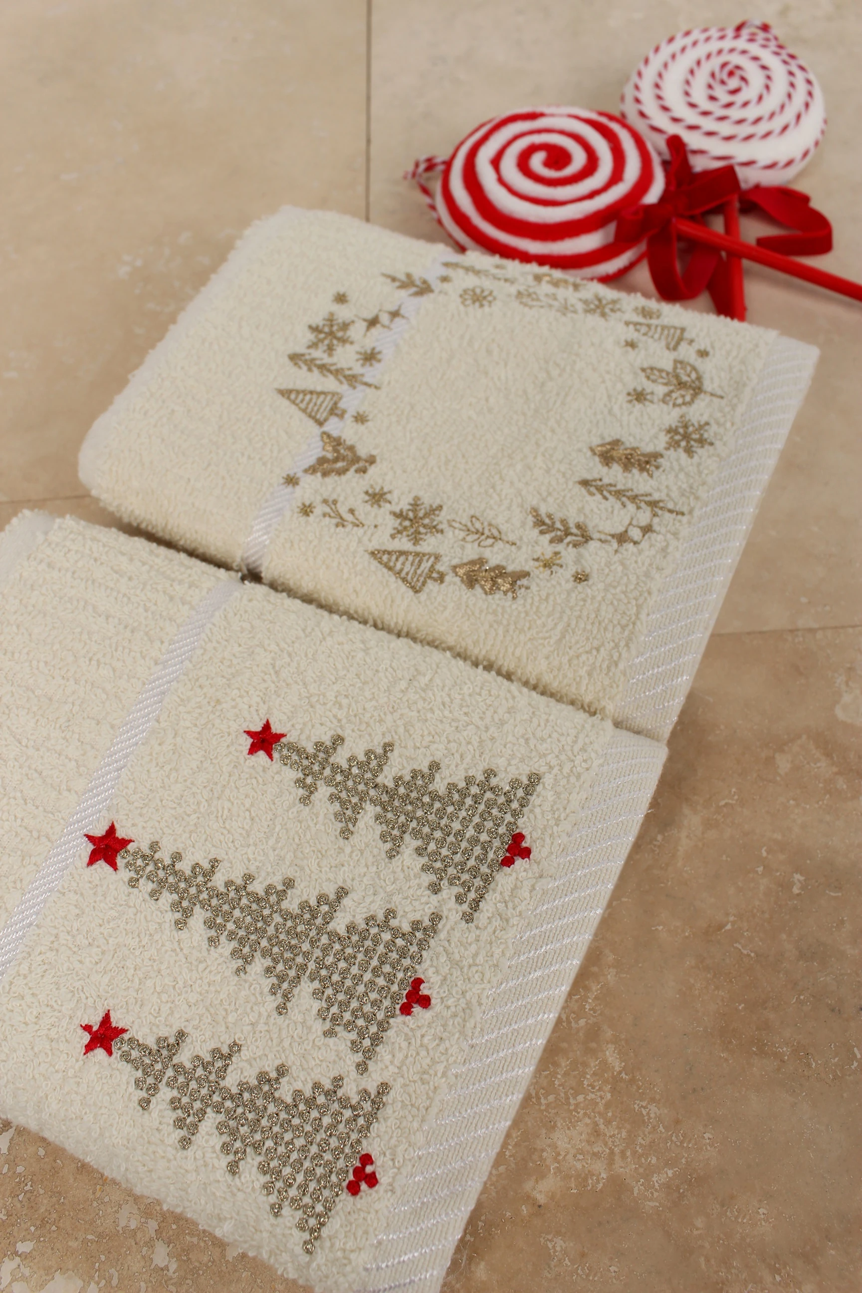 WinterJoy Noel Temalı 2’li Pamuklu Mutfak Havlusu | 2/40x70