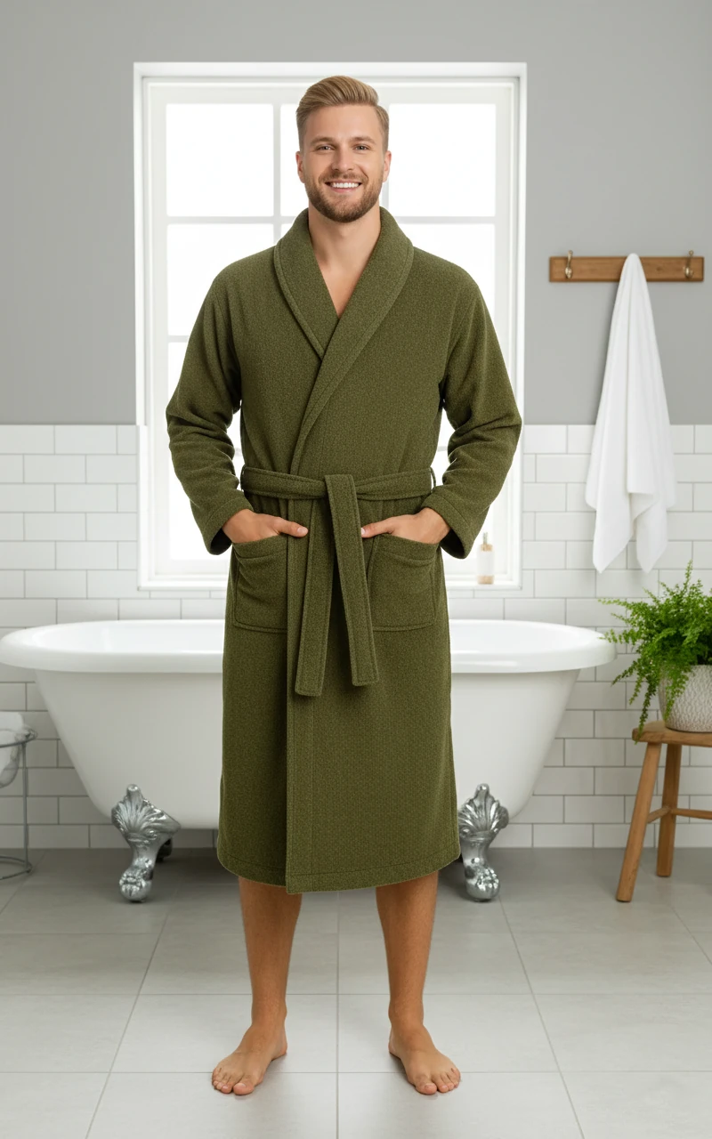 Alex  Erkek Bornoz | Yüksek Kalite | Haki
