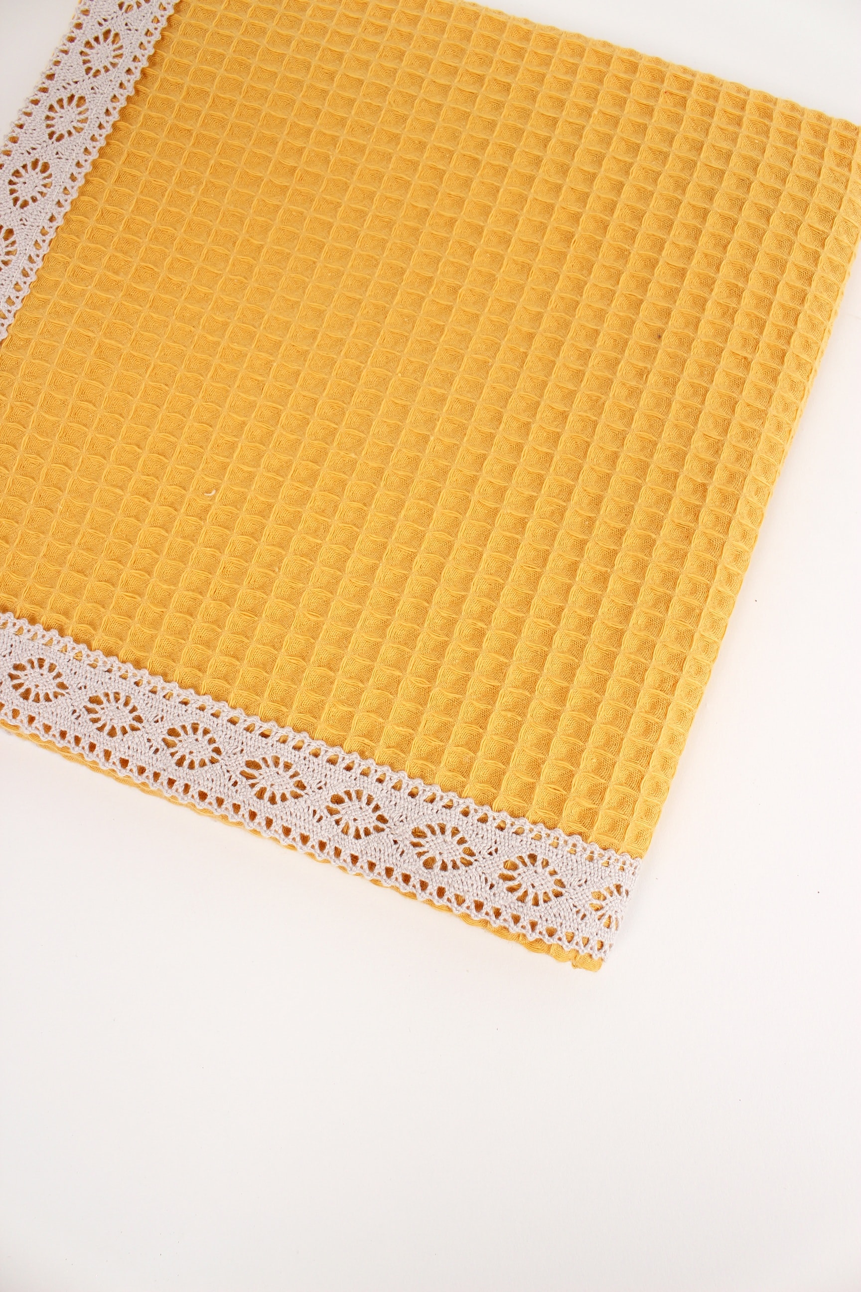 SoftLace Dantelli Waffle Havlu | Mutfak Bezi | Şık ve Zarif Tasarım | 50x70cm
