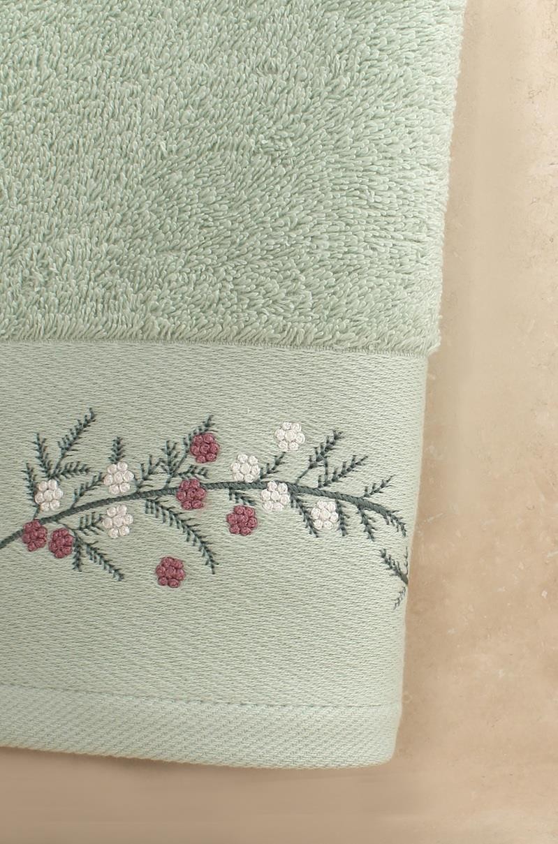 Valeriana %100 Pamuklu Nakışlı Çeyizlik Lüks Yüz Havlusu 50x100 cm - Yumuşak, Emici, Kaliteli - Banyo & Misafir Havlusu 