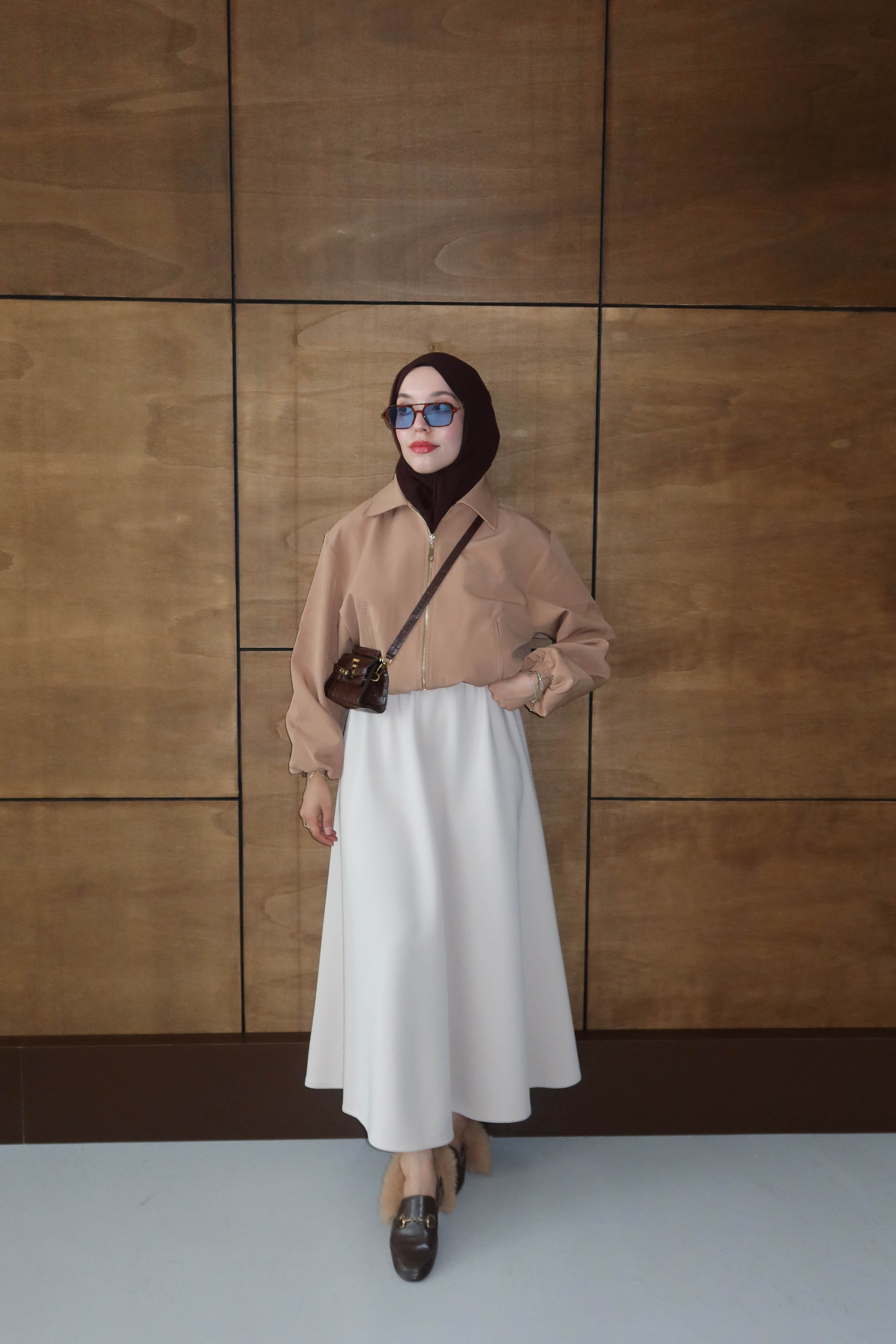 Duble Kumaş Bomber Ceket - Camel