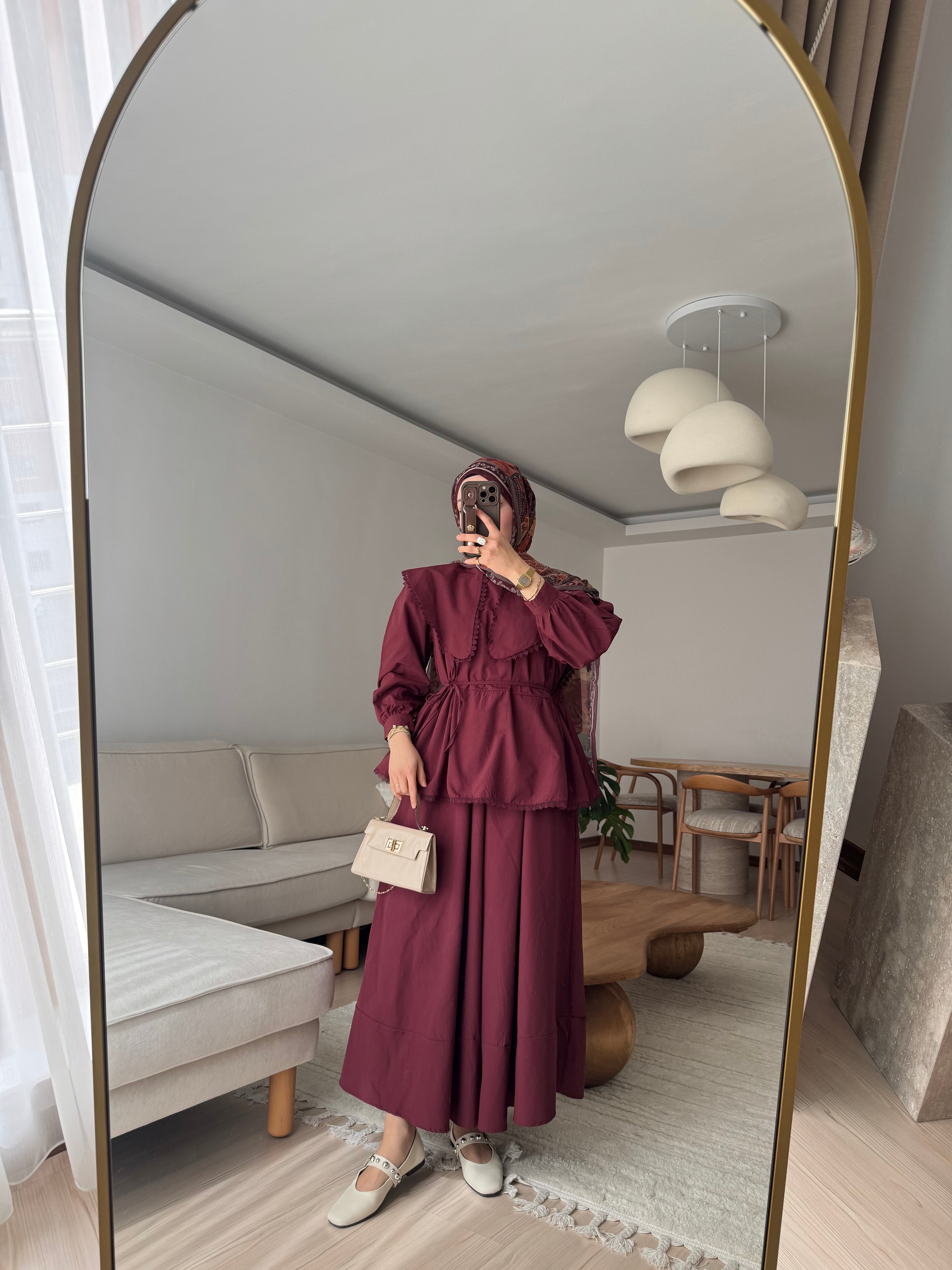 Yaka Detaylı Etekli Takım