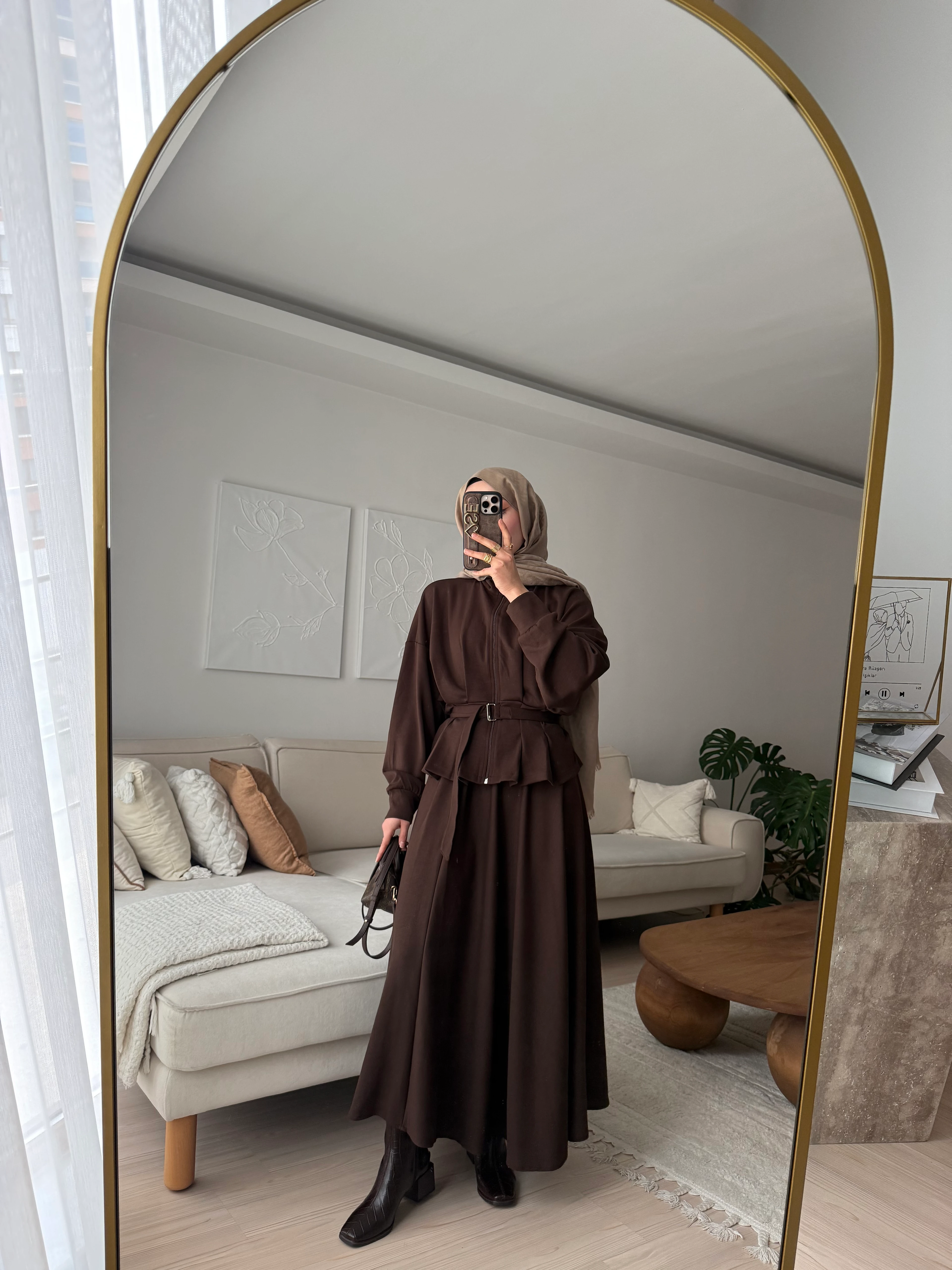 Olly Etekli Takım  - Kahverengi