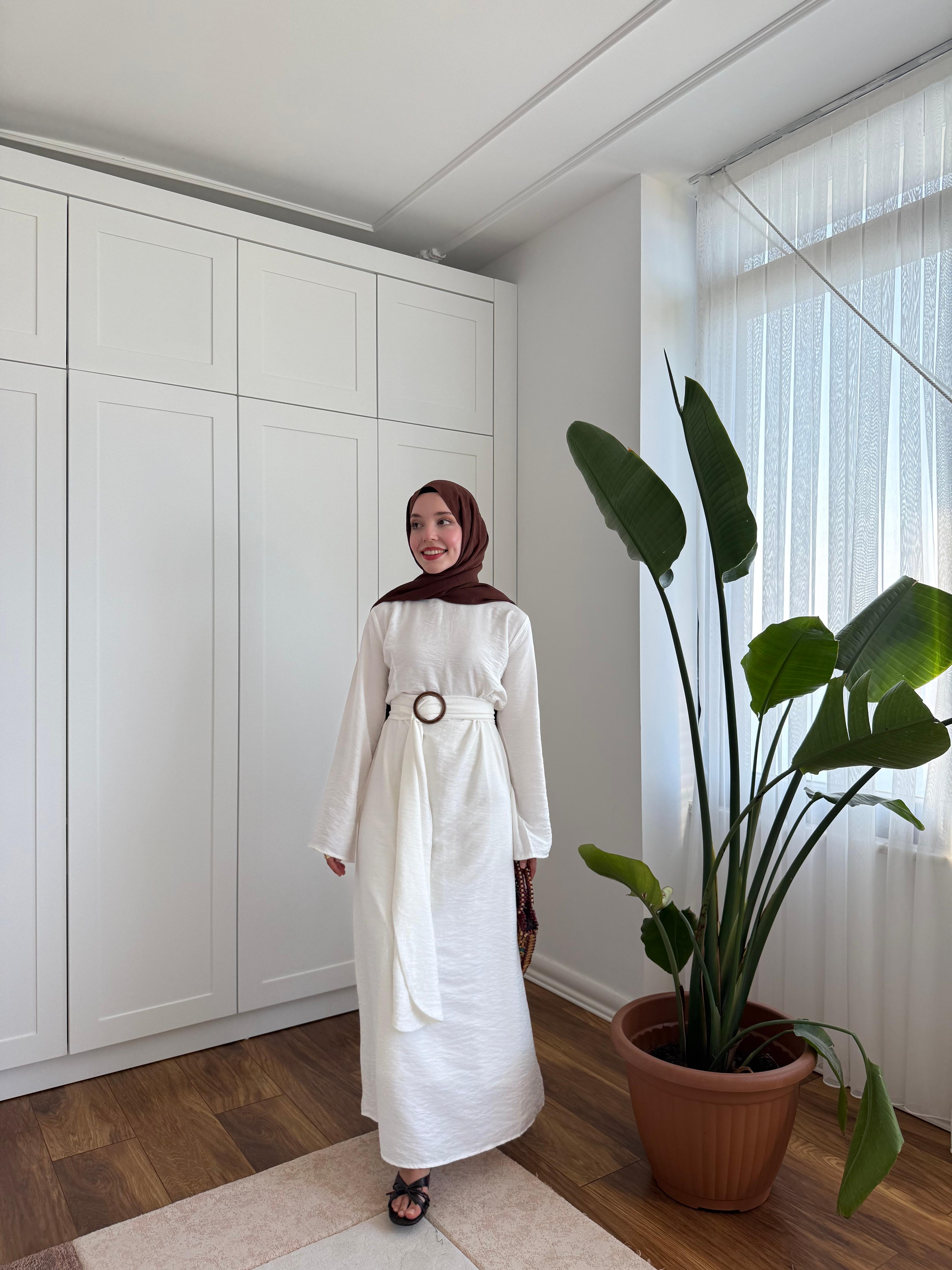 Lona Elbise  - Beyaz