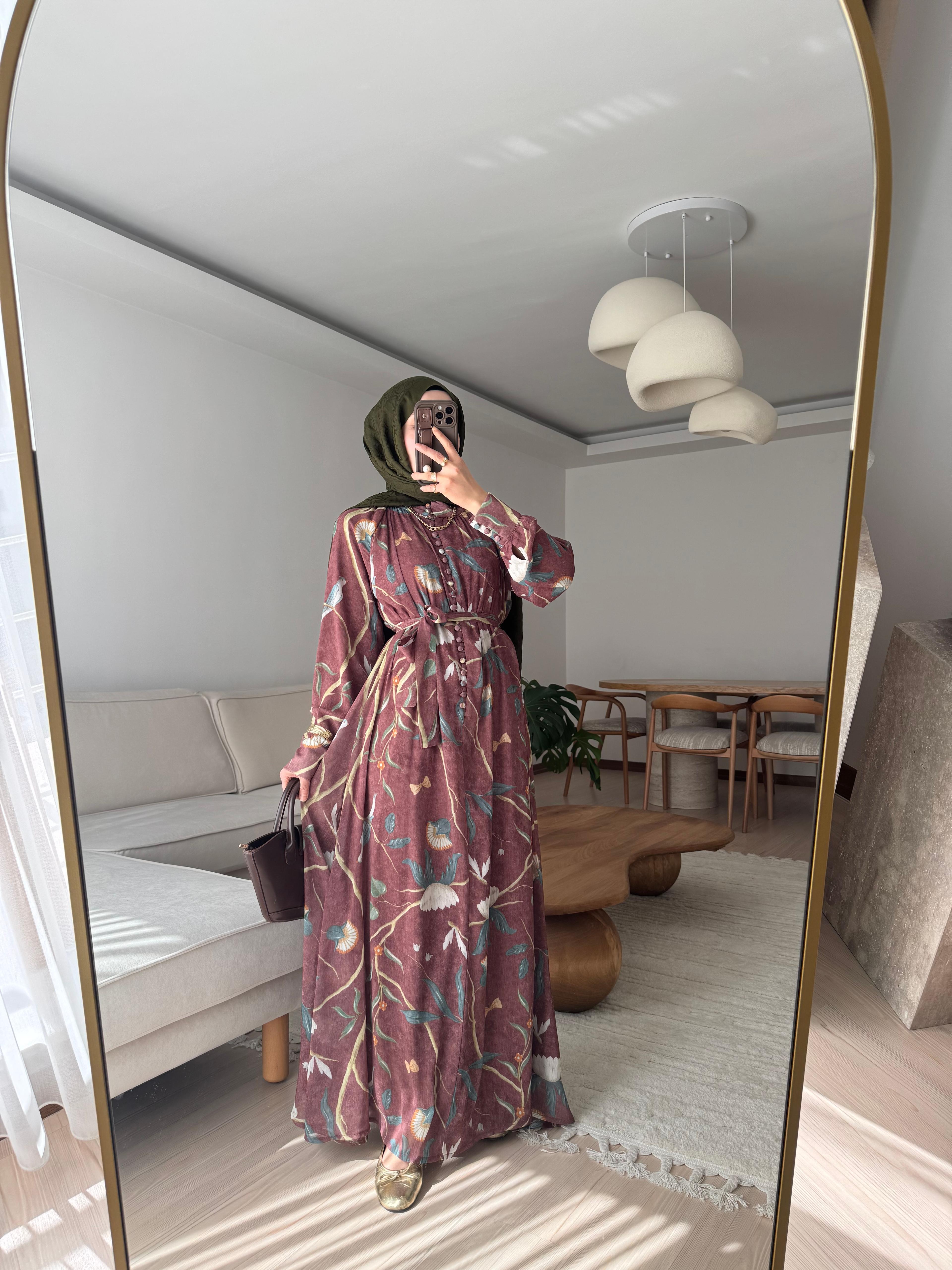 Desenli Elbise Viskon Kumaşlı