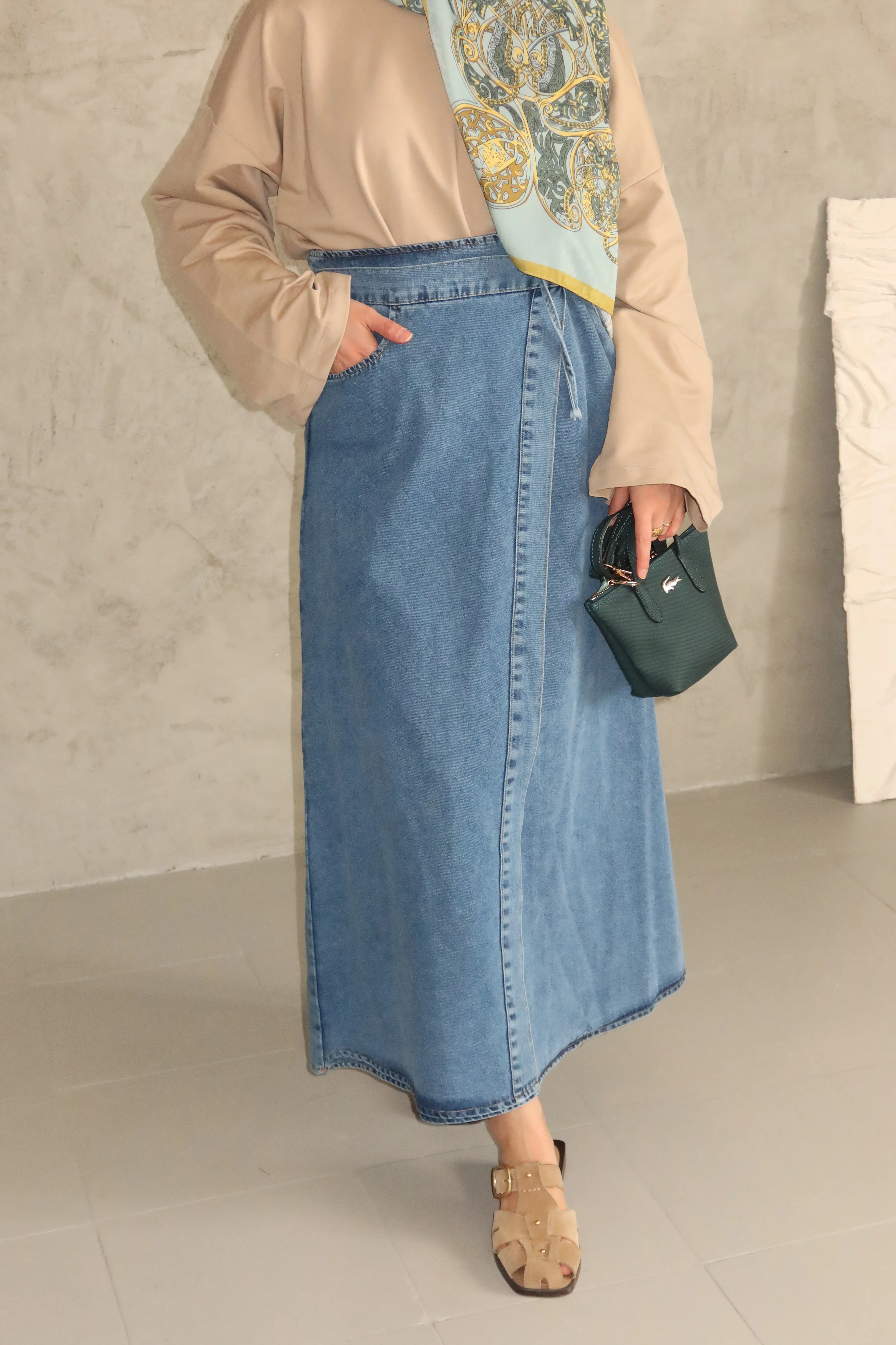 Bağlamalı Kot Etek 