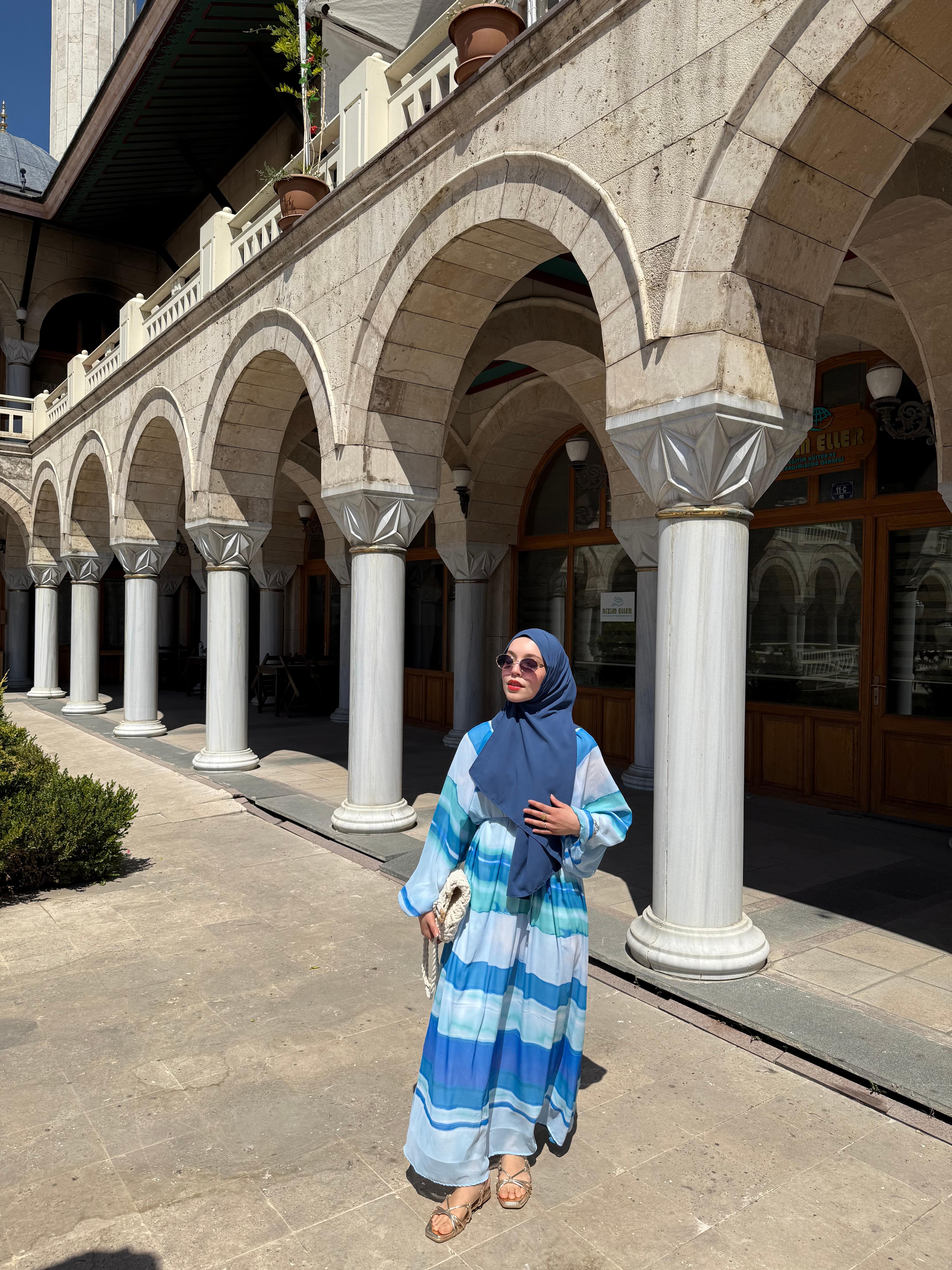 Lia Şifon Elbise  - Buz Mavisi