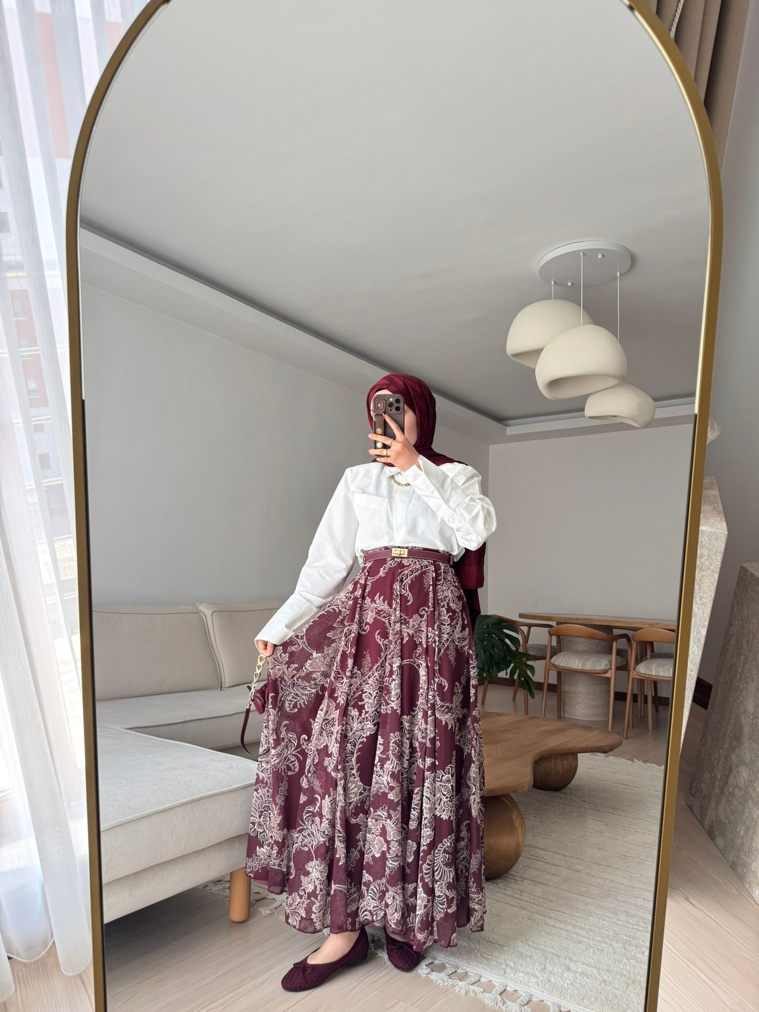 Desenli Etek - Vişne Çürüğü