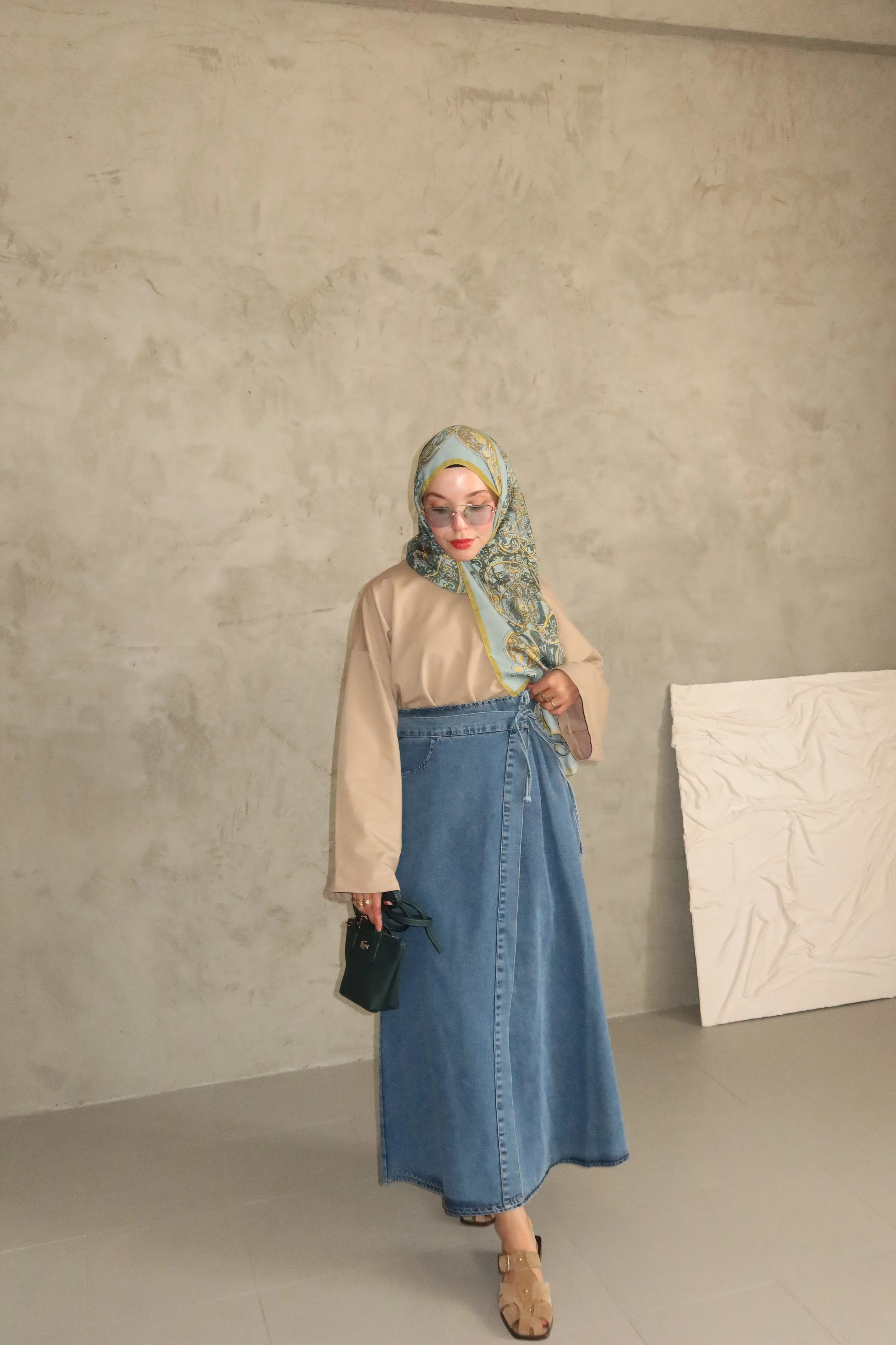 Bağlamalı Kot Etek 