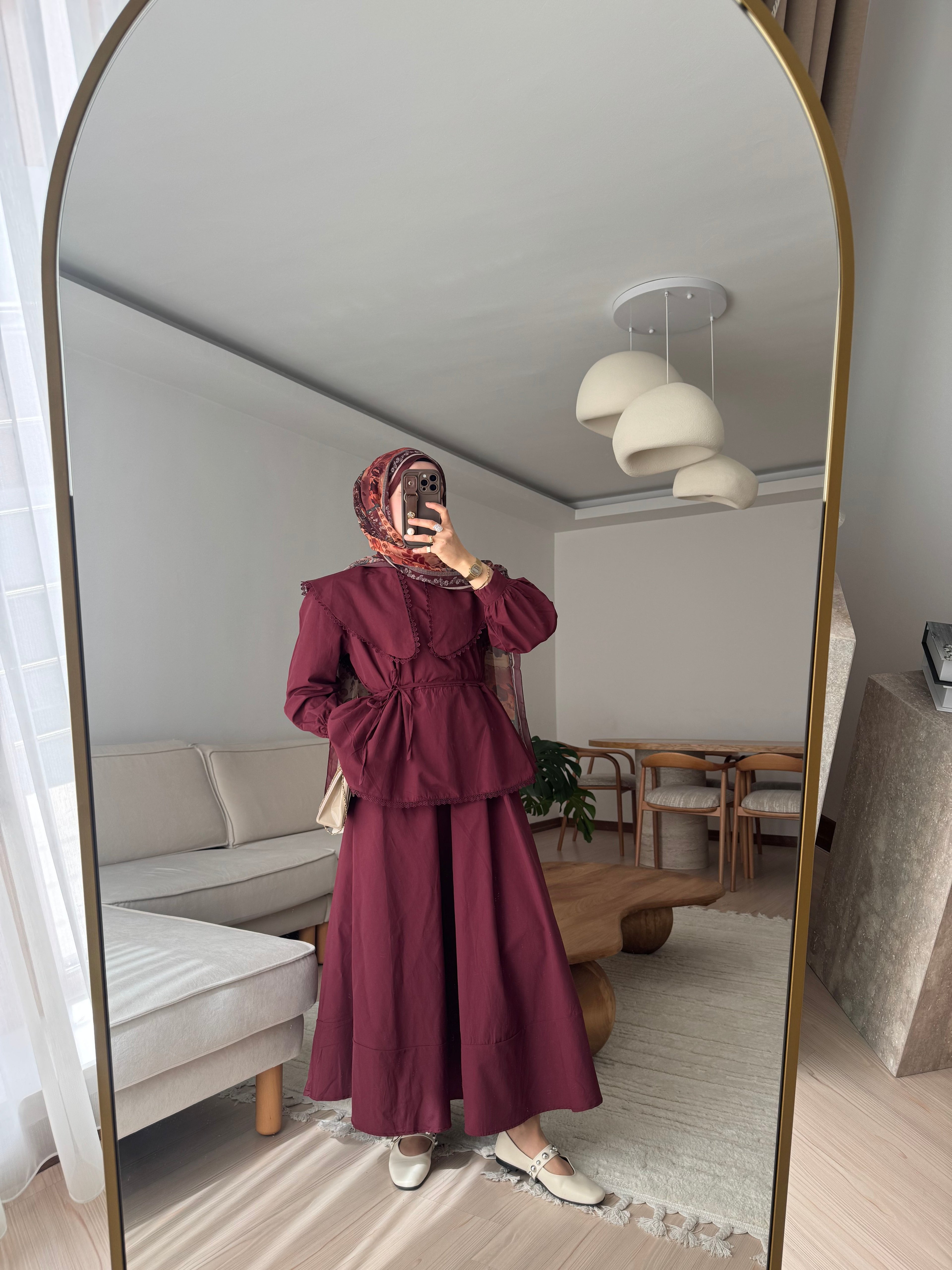 Yaka Detaylı Etekli Takım