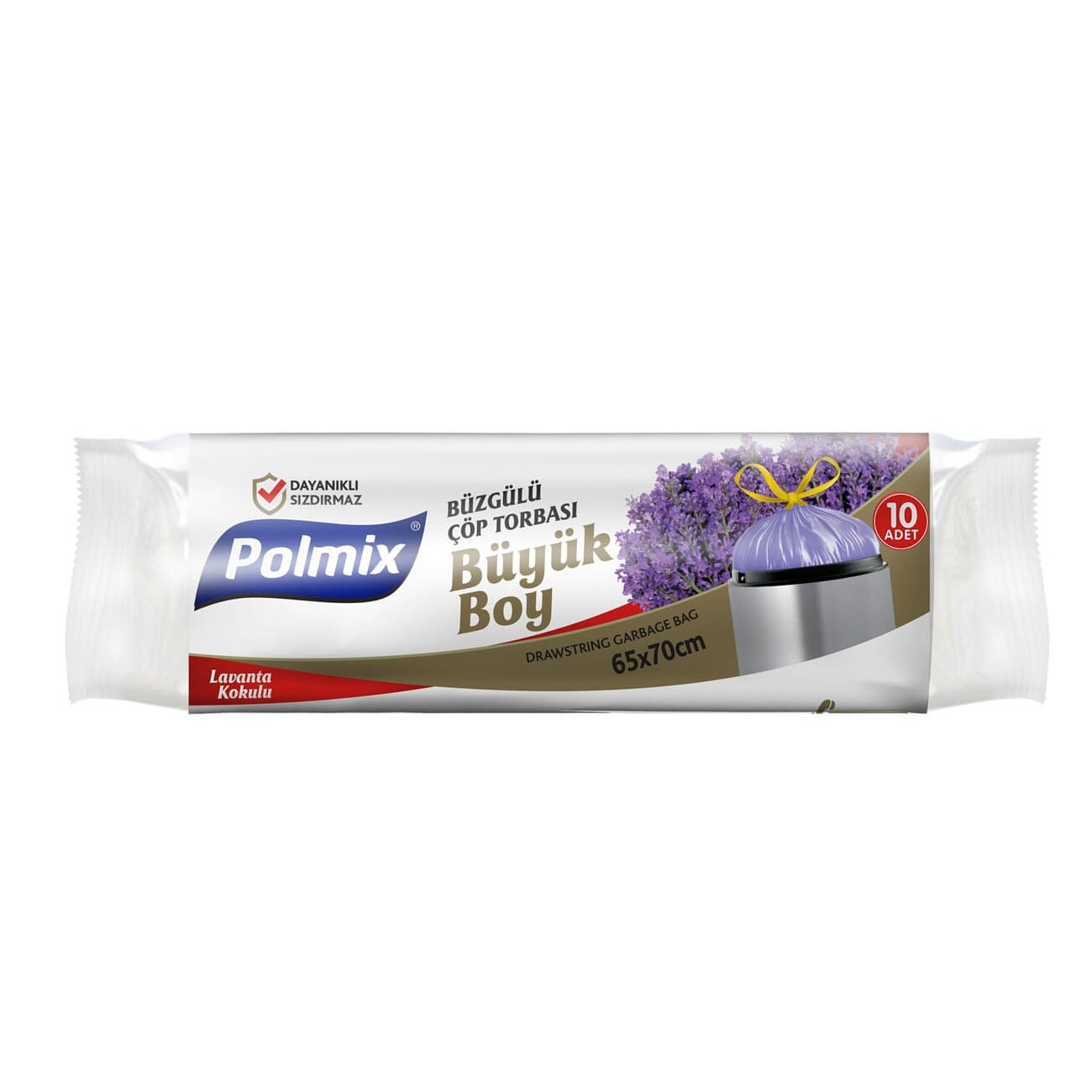 Polmix P142 Çöp Torbası Büzgülü Büyük Boy Lavanta Kokulu 65 x 70 cm 10 Adet - Mor