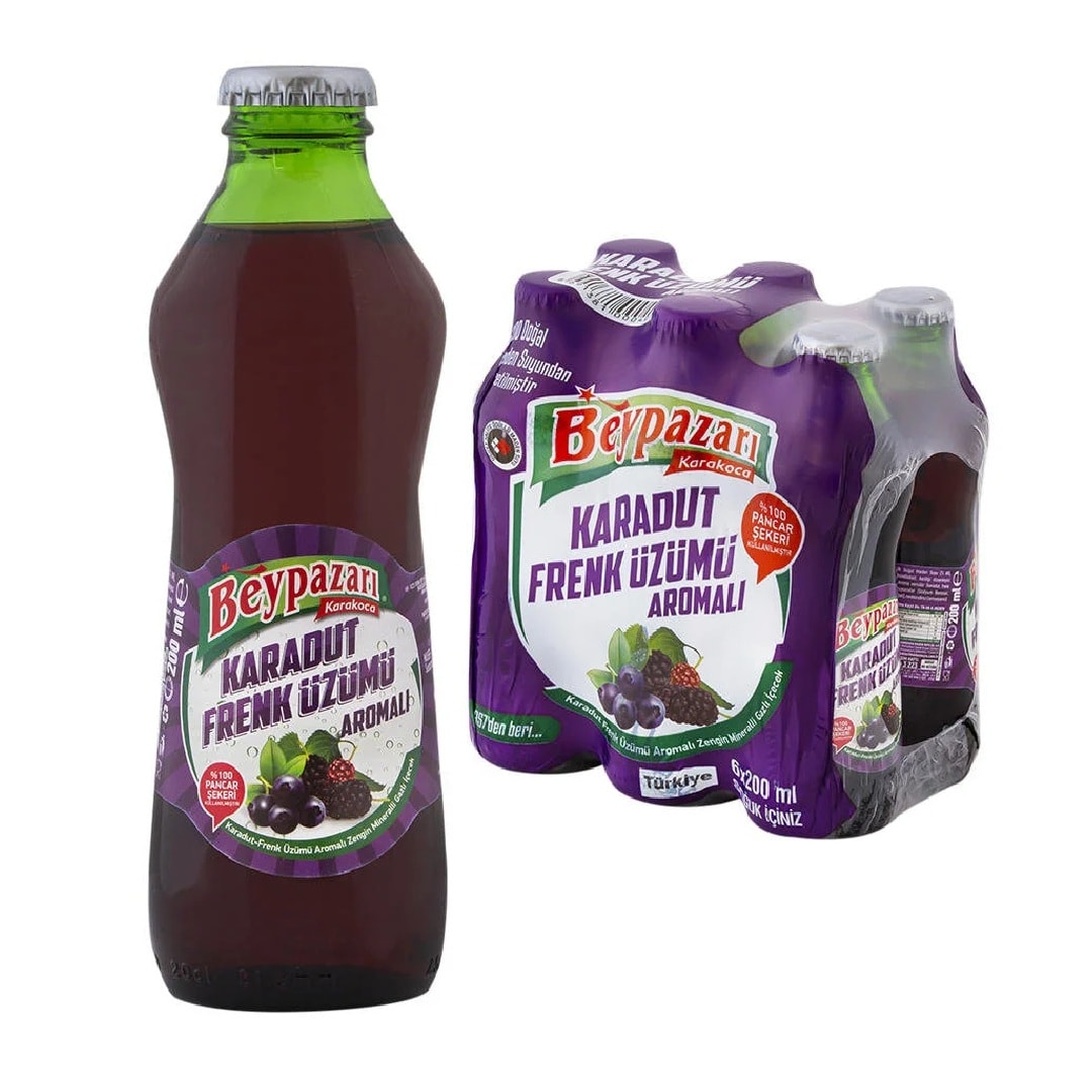 Beypazarı Karadut Frenk Üzümü Aromalı Maden Suyu 200ml x 24'lü