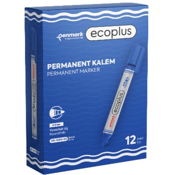 Penmark Ecoplus Permanent Marker Yuvarlak Uç Mavi