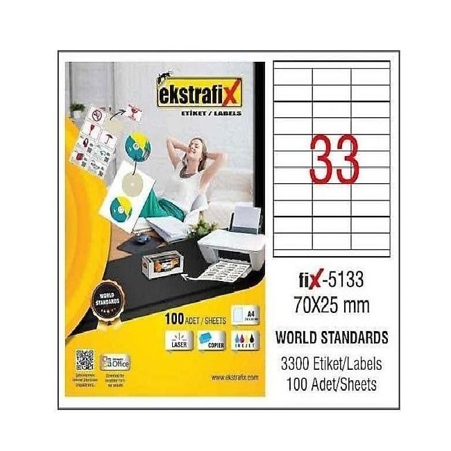 Ekstrafix Lazer Etiket 70X25 Fix-5133 33lü