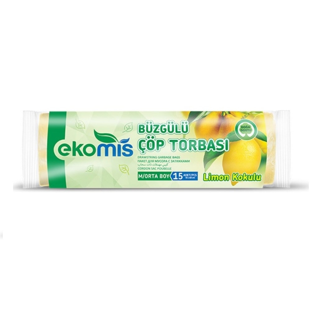 Ekomis Büzgülü Çöp Torbası Limon Kokulu 15 li